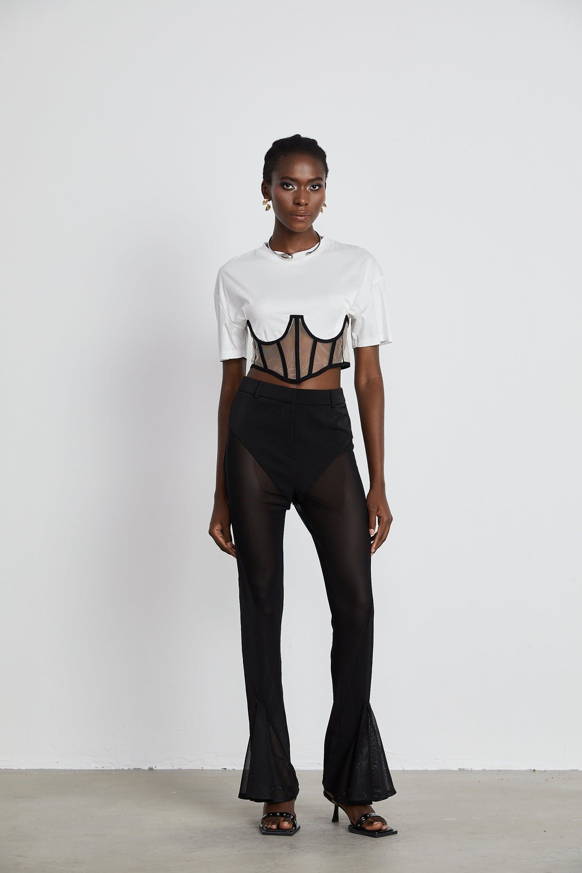 Noémie sheer-panel flared trousers (Final Sale)