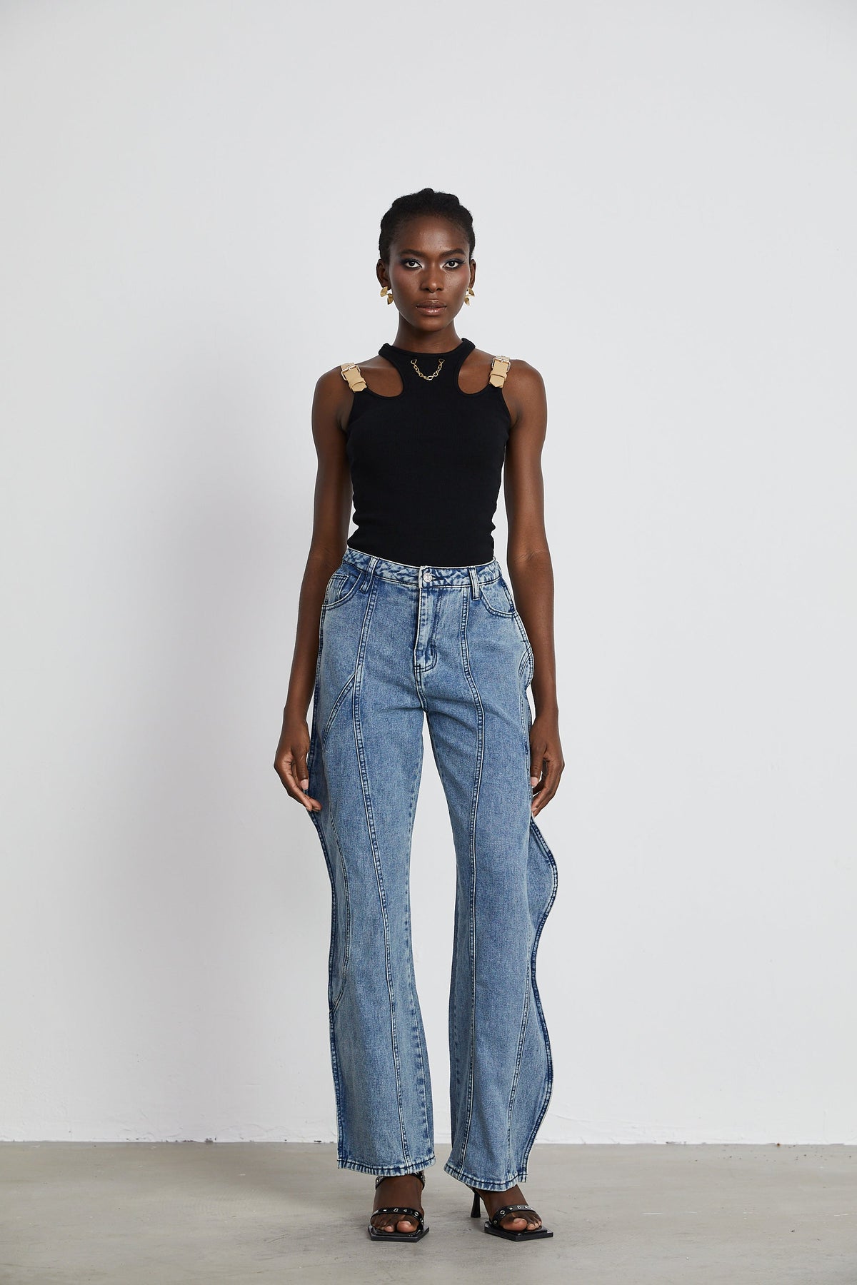 Brigitte asymmetrical wide-leg jeans