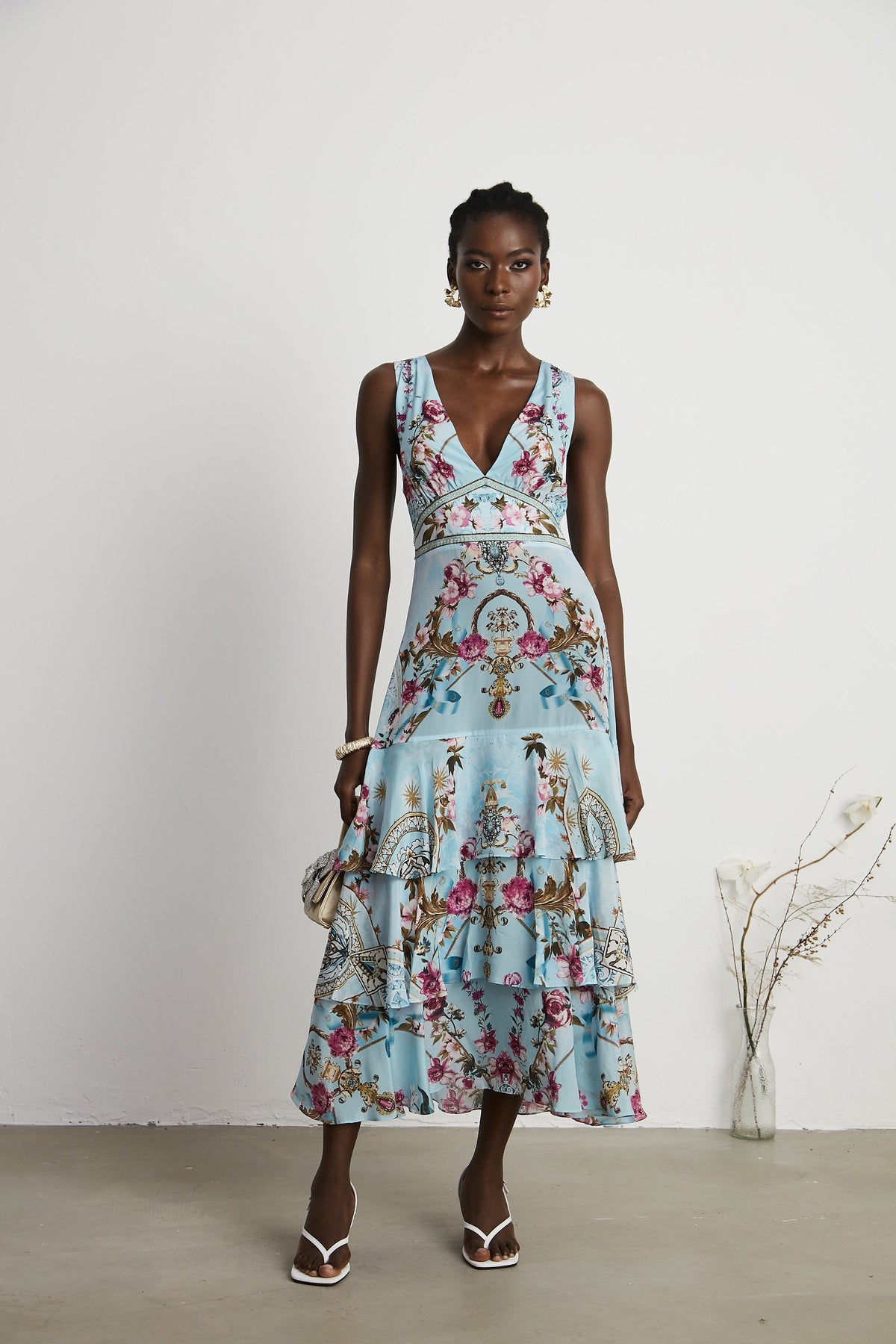 Victoire floral-printed midi dress