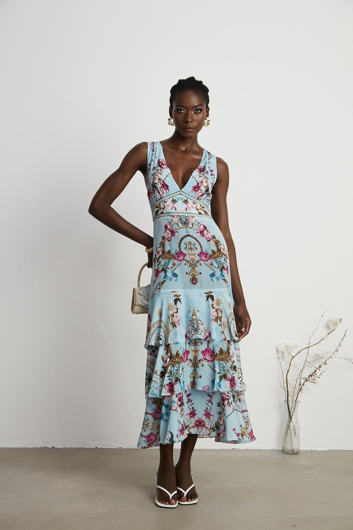 Victoire floral-printed midi dress