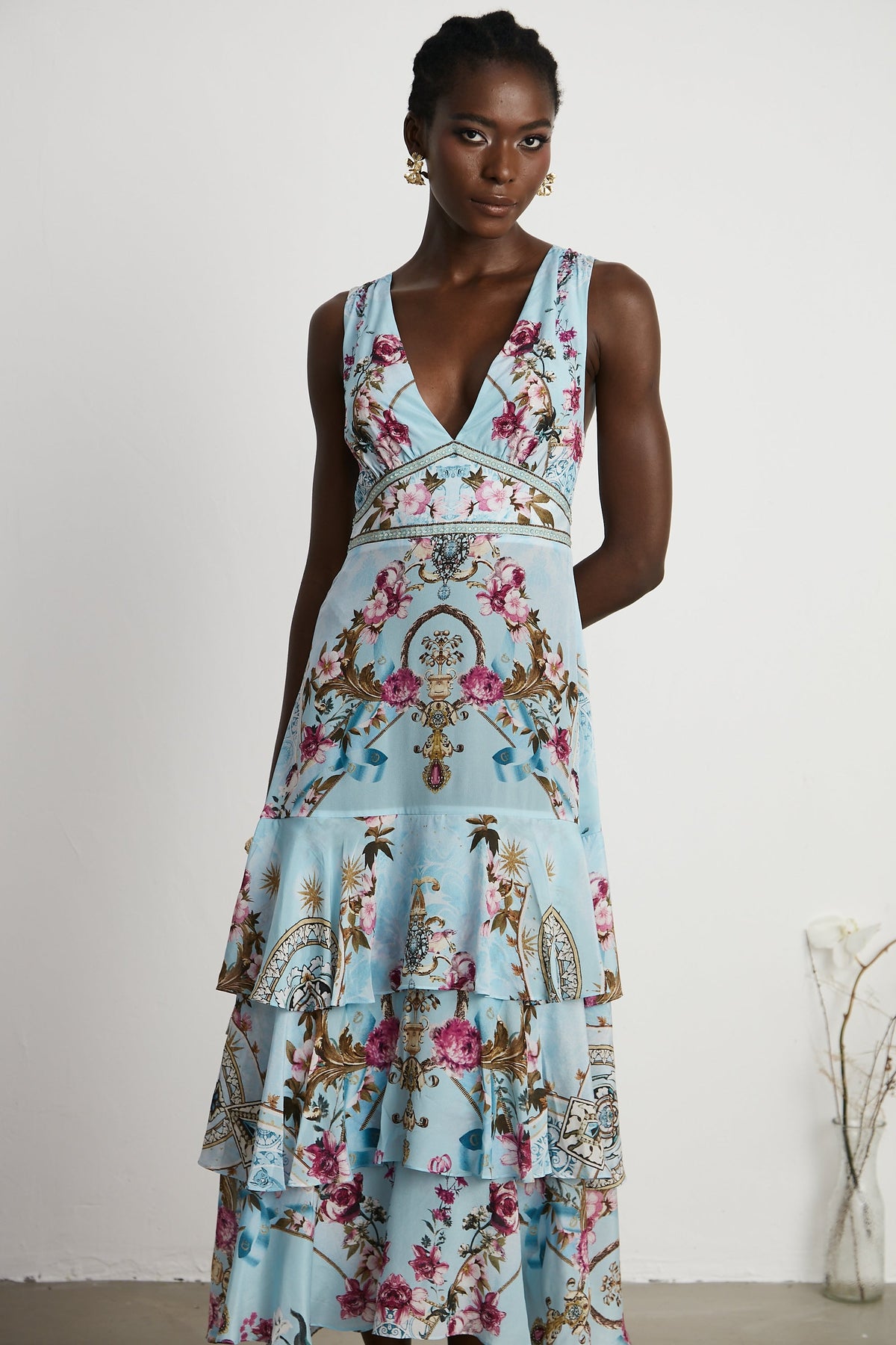 Victoire floral-printed midi dress