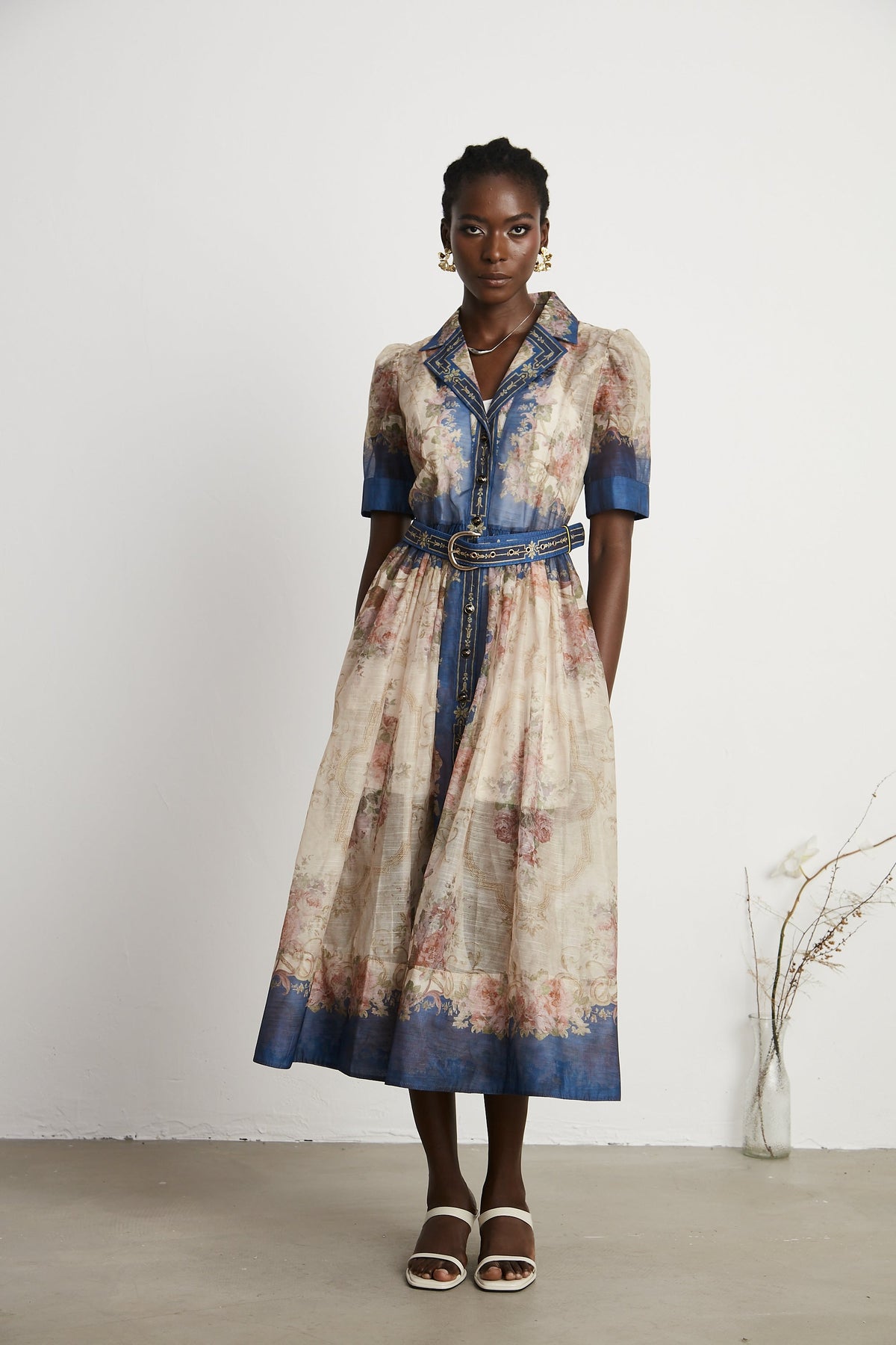 Aélis pattern-print midi dress - Blue