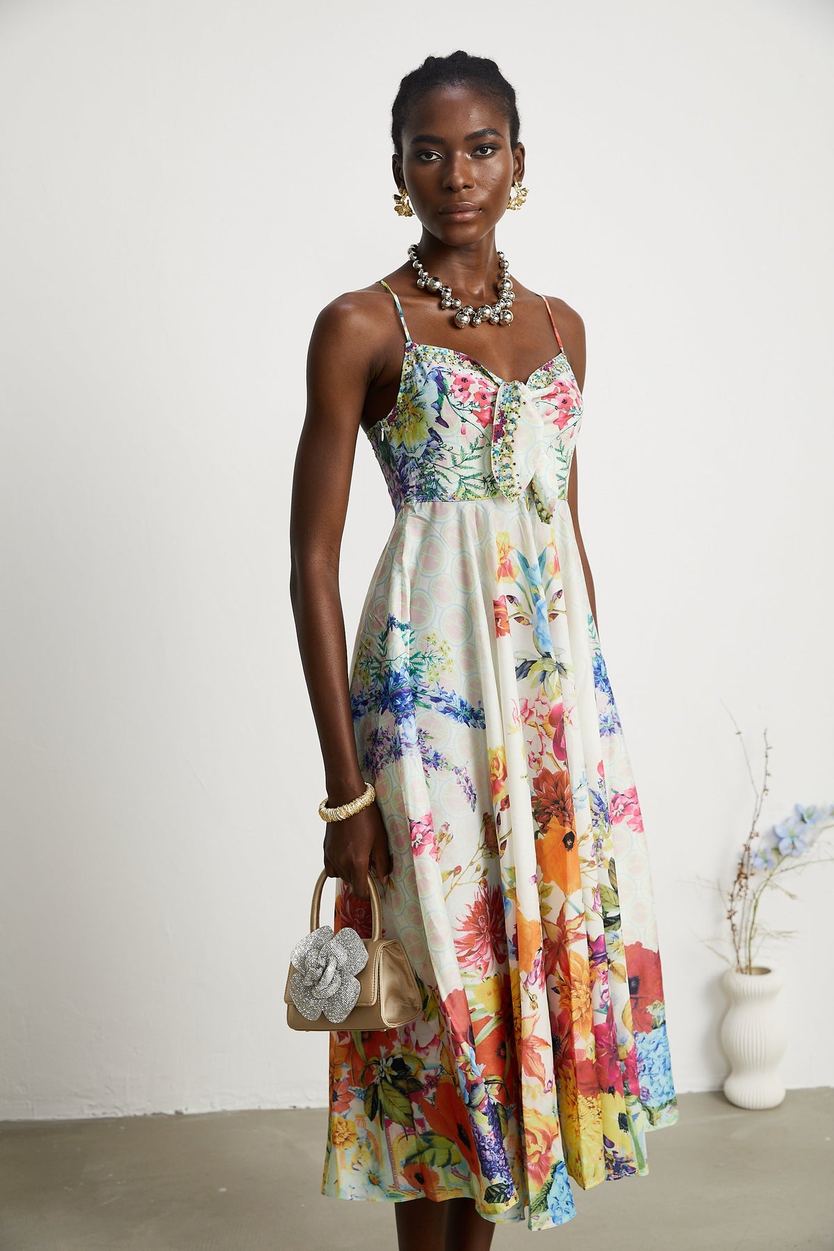 Sylvie tie-up floral-print midi dress (Final Sale-US Only)