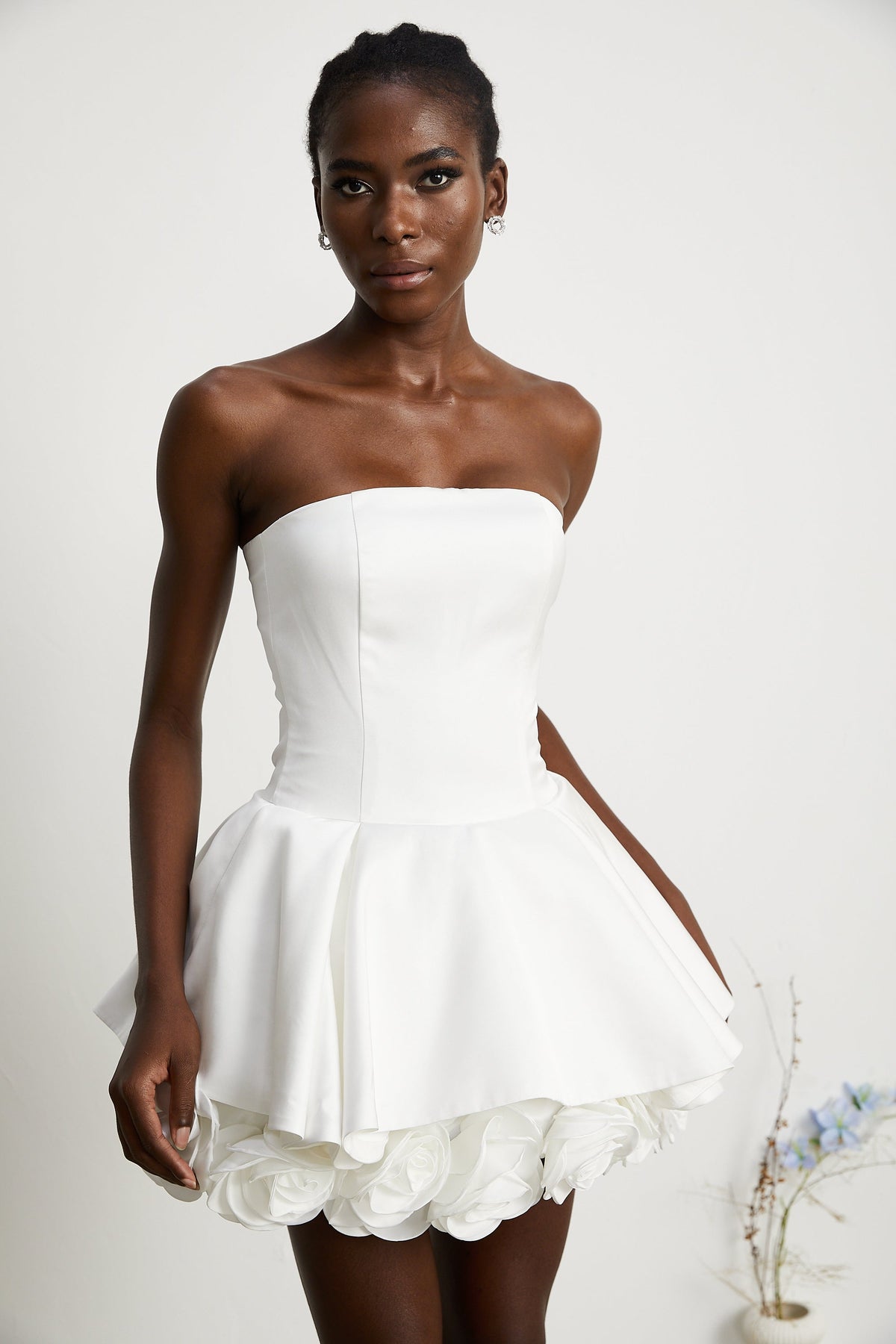 Lucie white petal-layered strapless corset mini dress (Final Sale-US Only)