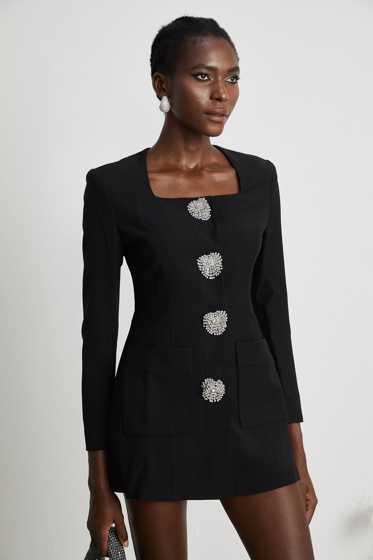 Fionnghuala black crystal mini dress
