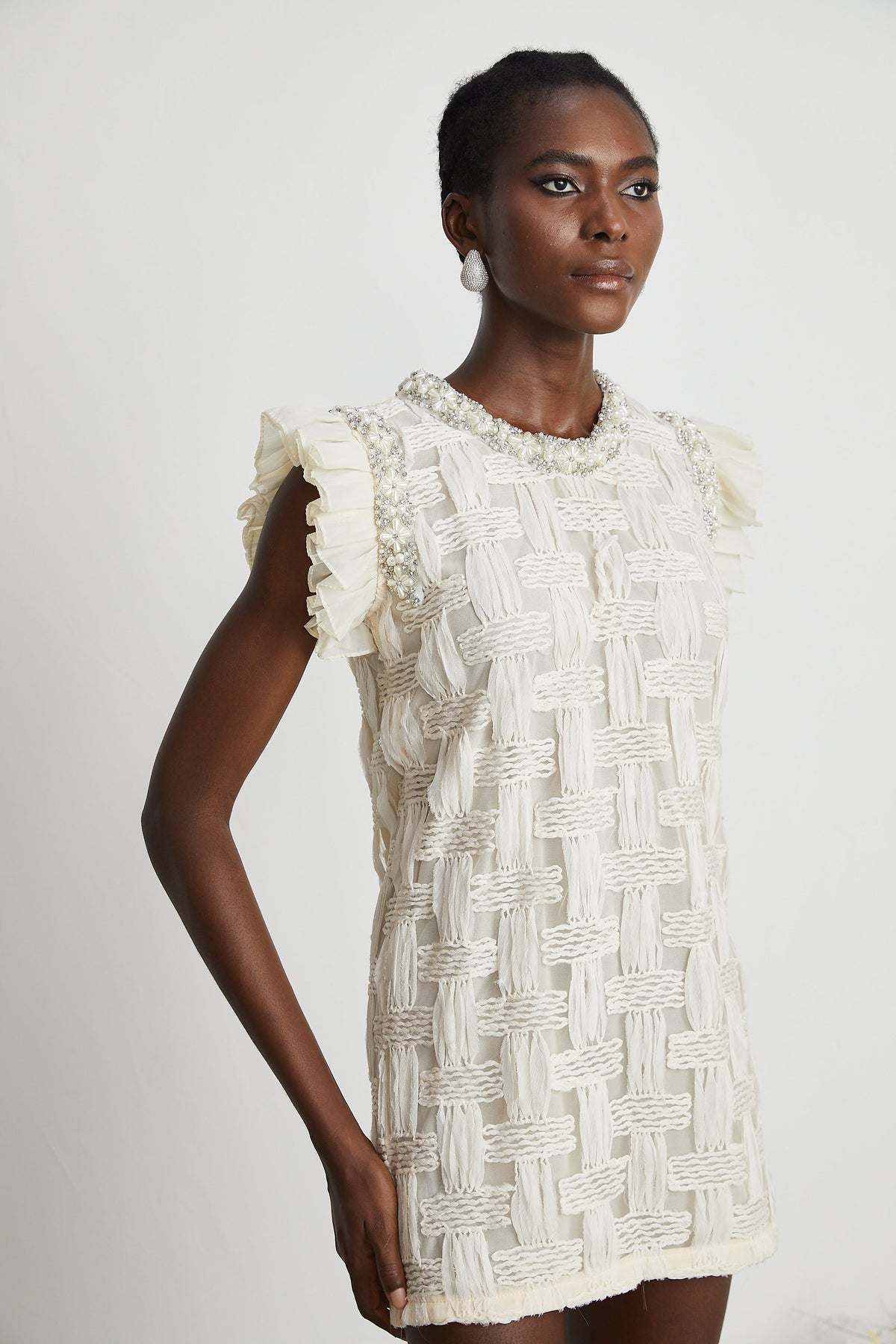 Bernadette interwoven embellished mini dress