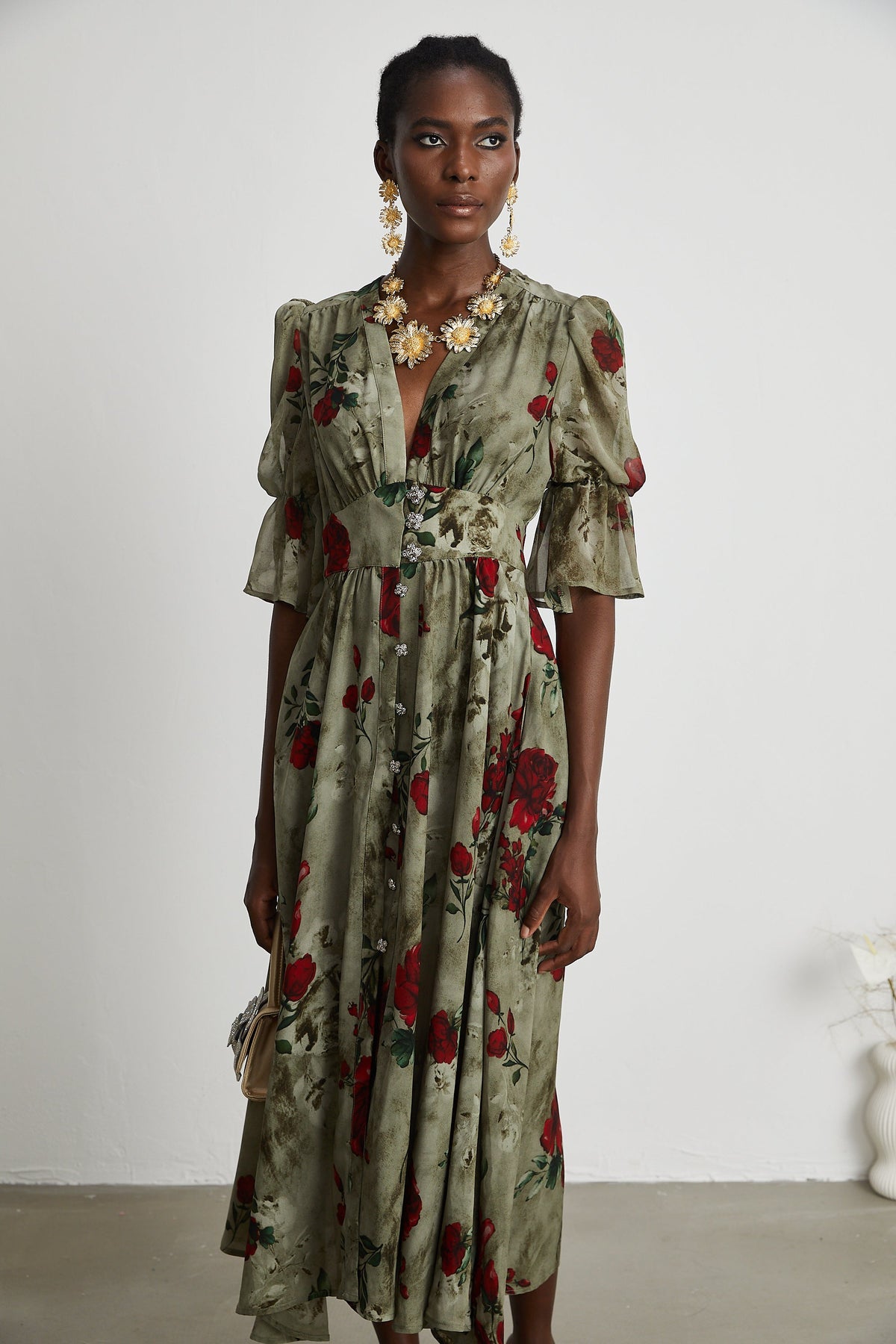 Mélisande floral-print V-neck midi dress (Final Sale-US Only)