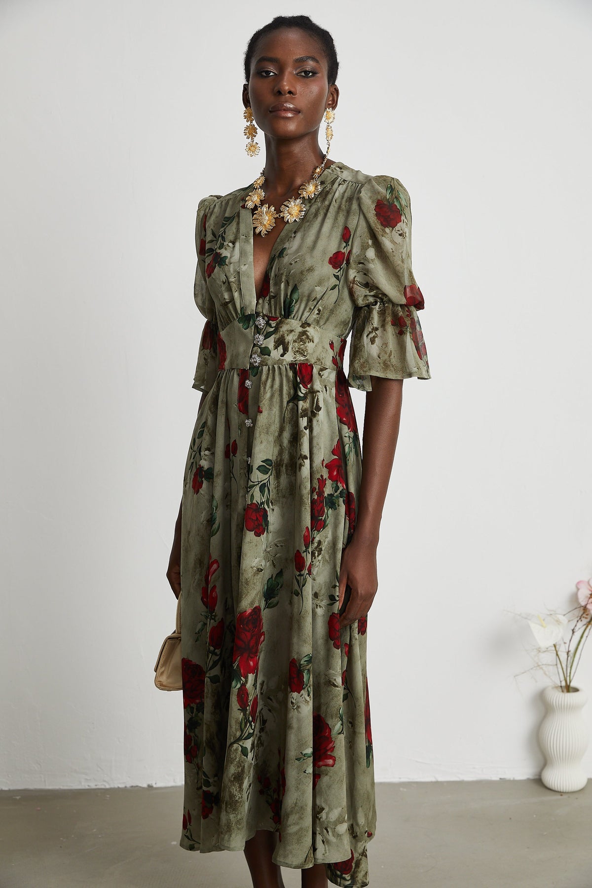 Mélisande floral-print V-neck midi dress (Final Sale-US Only)