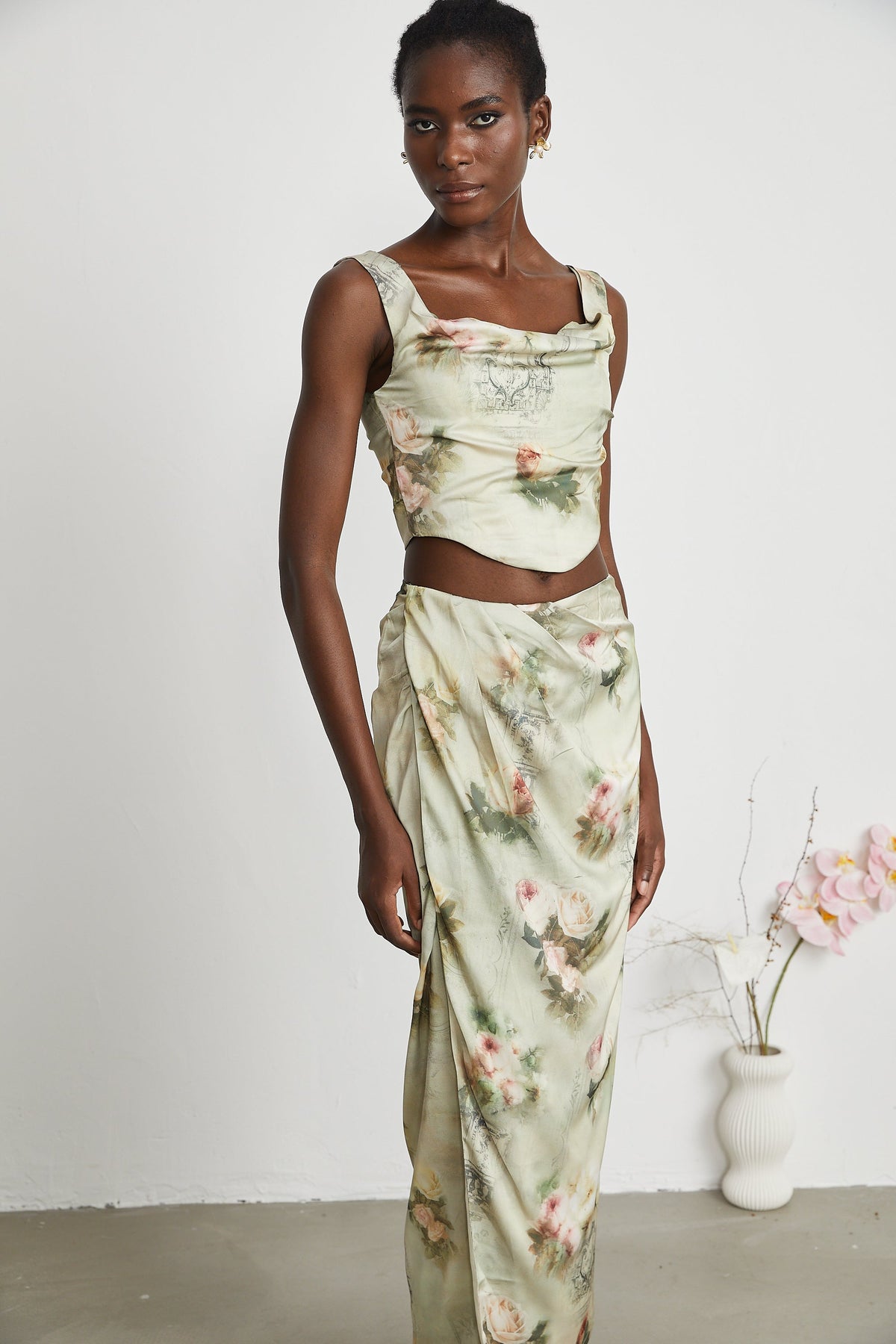Viviane floral-print top & skirt matching set (Final Sale-US Only)