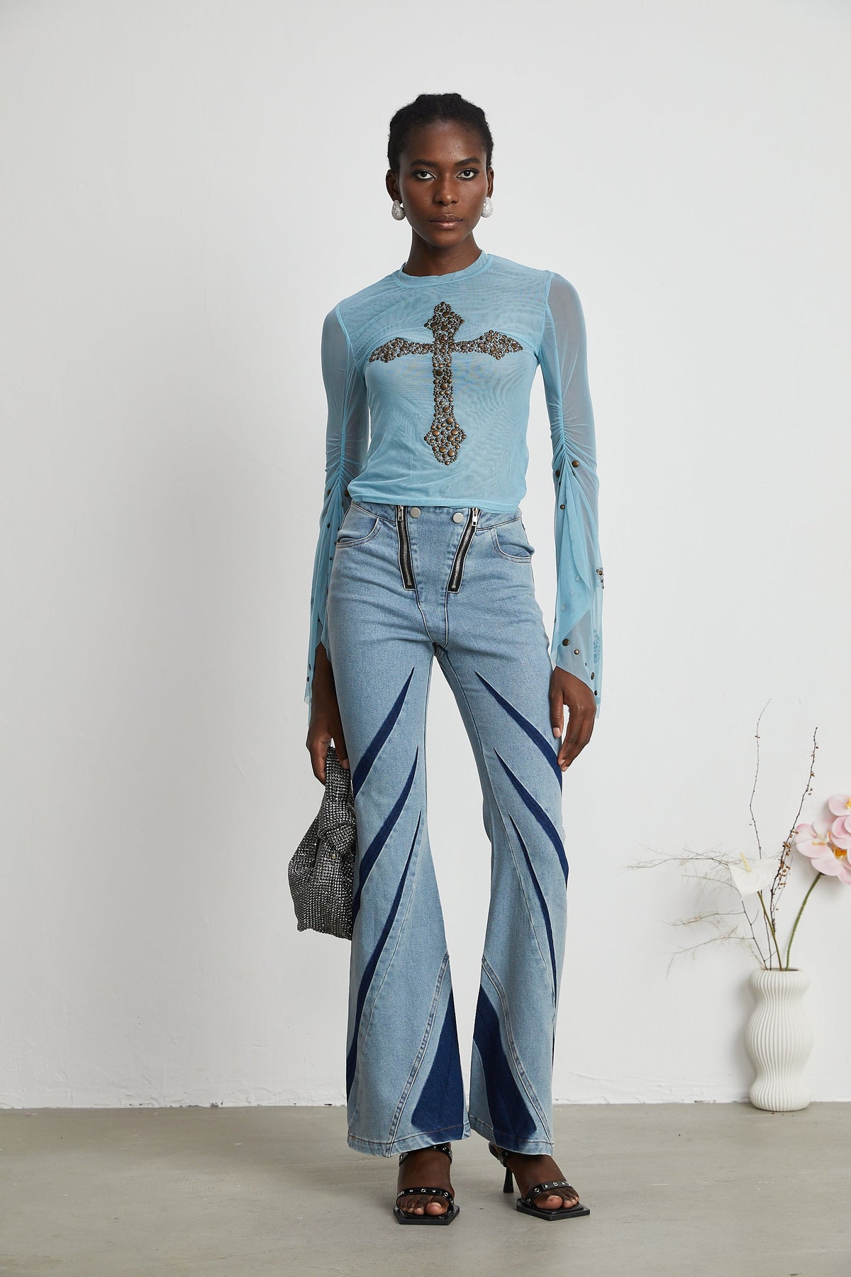 Émmanuelle semi-sheer stud-embellished top (Final Sale-US Only)