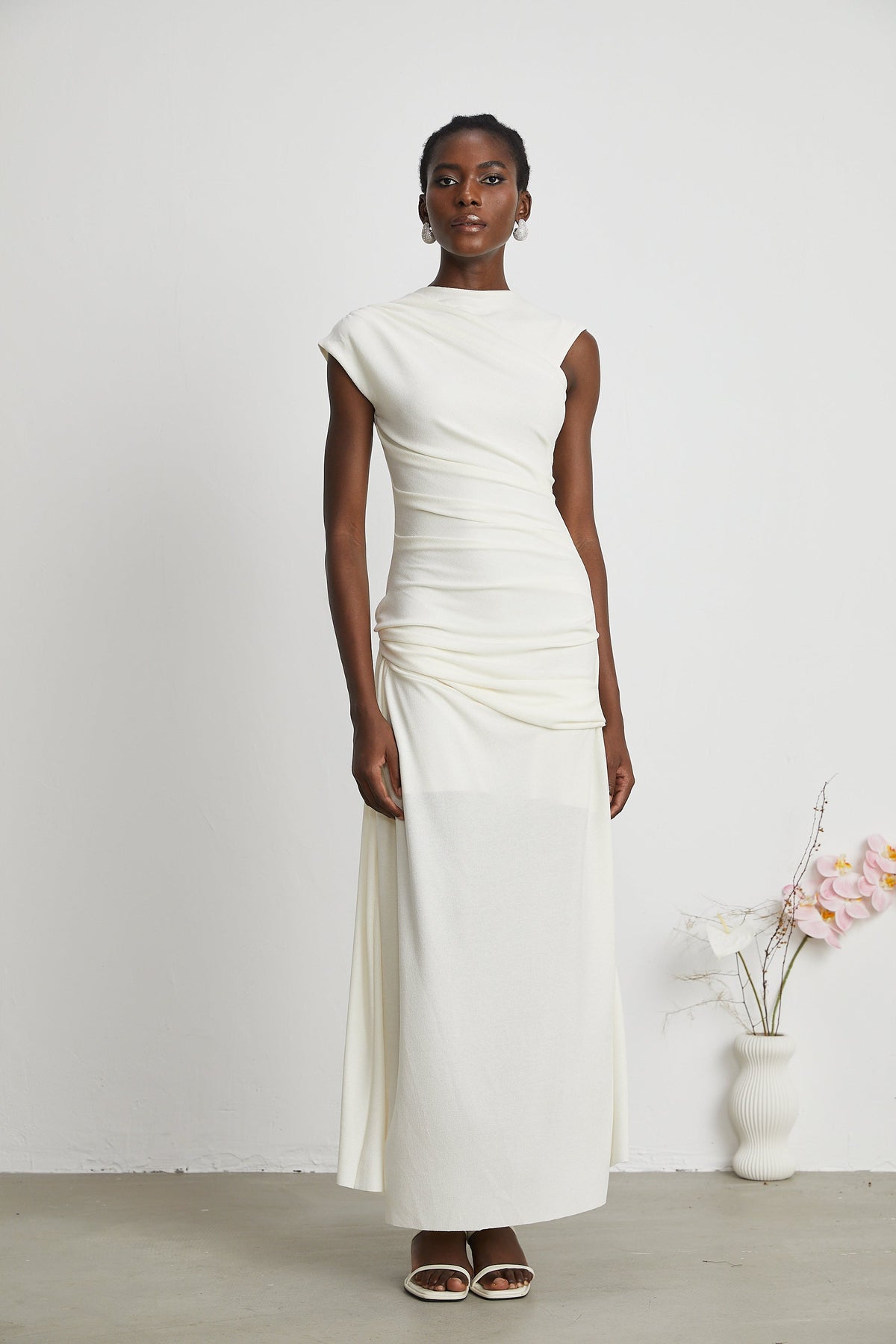Lanetta jersey-knit draped maxi dress