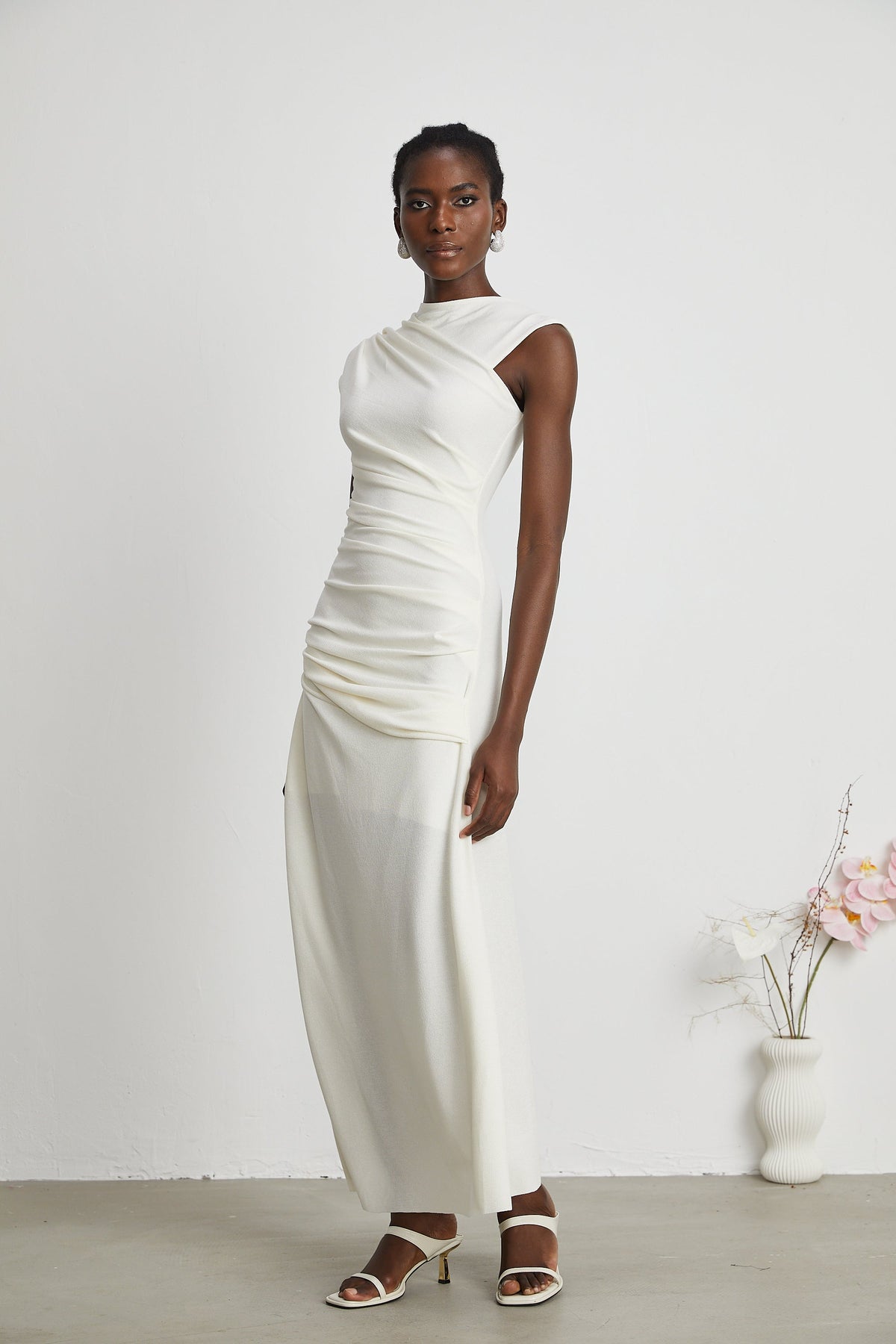 Lanetta jersey-knit draped maxi dress