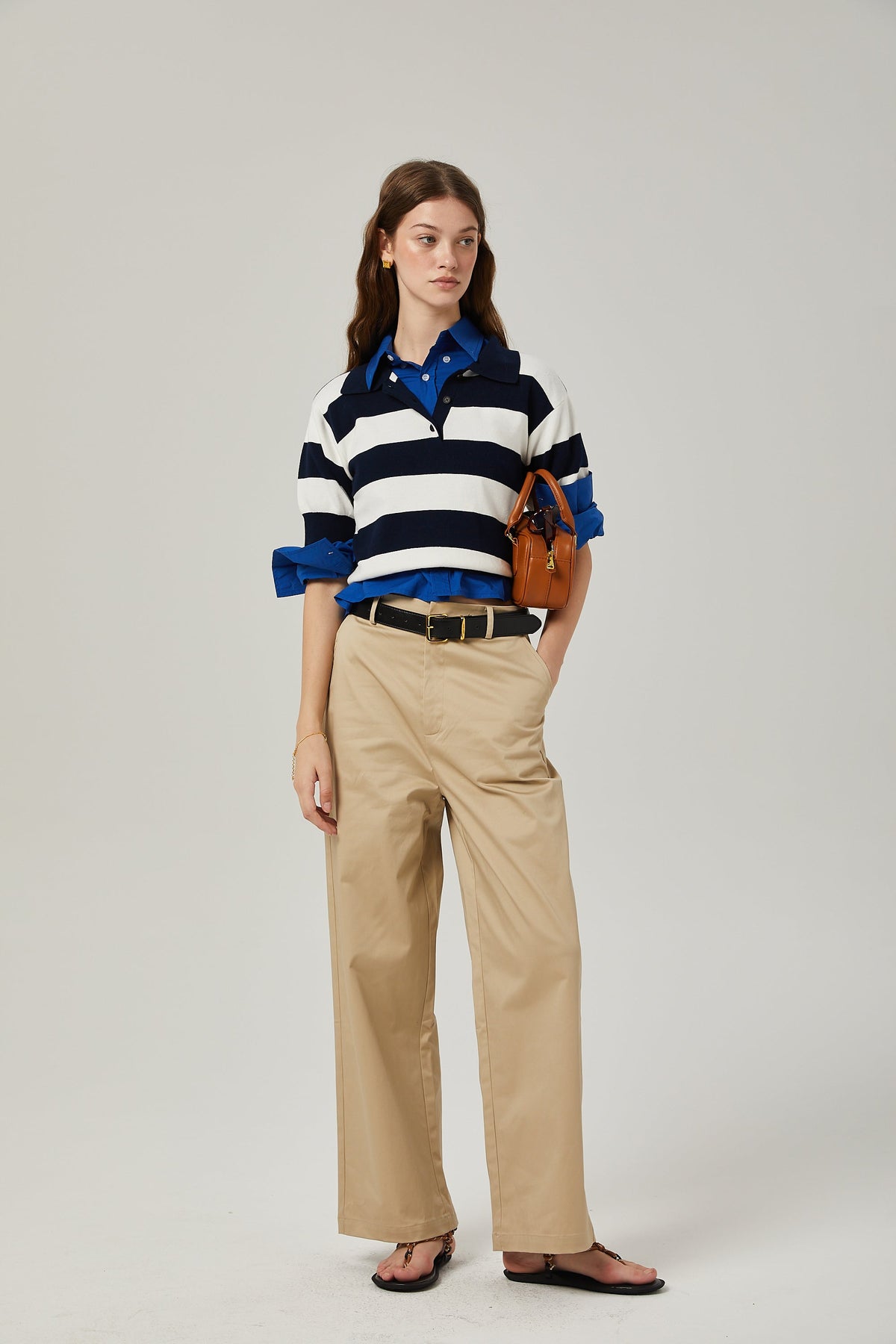 Adèle color-block striped shirt - Black and White