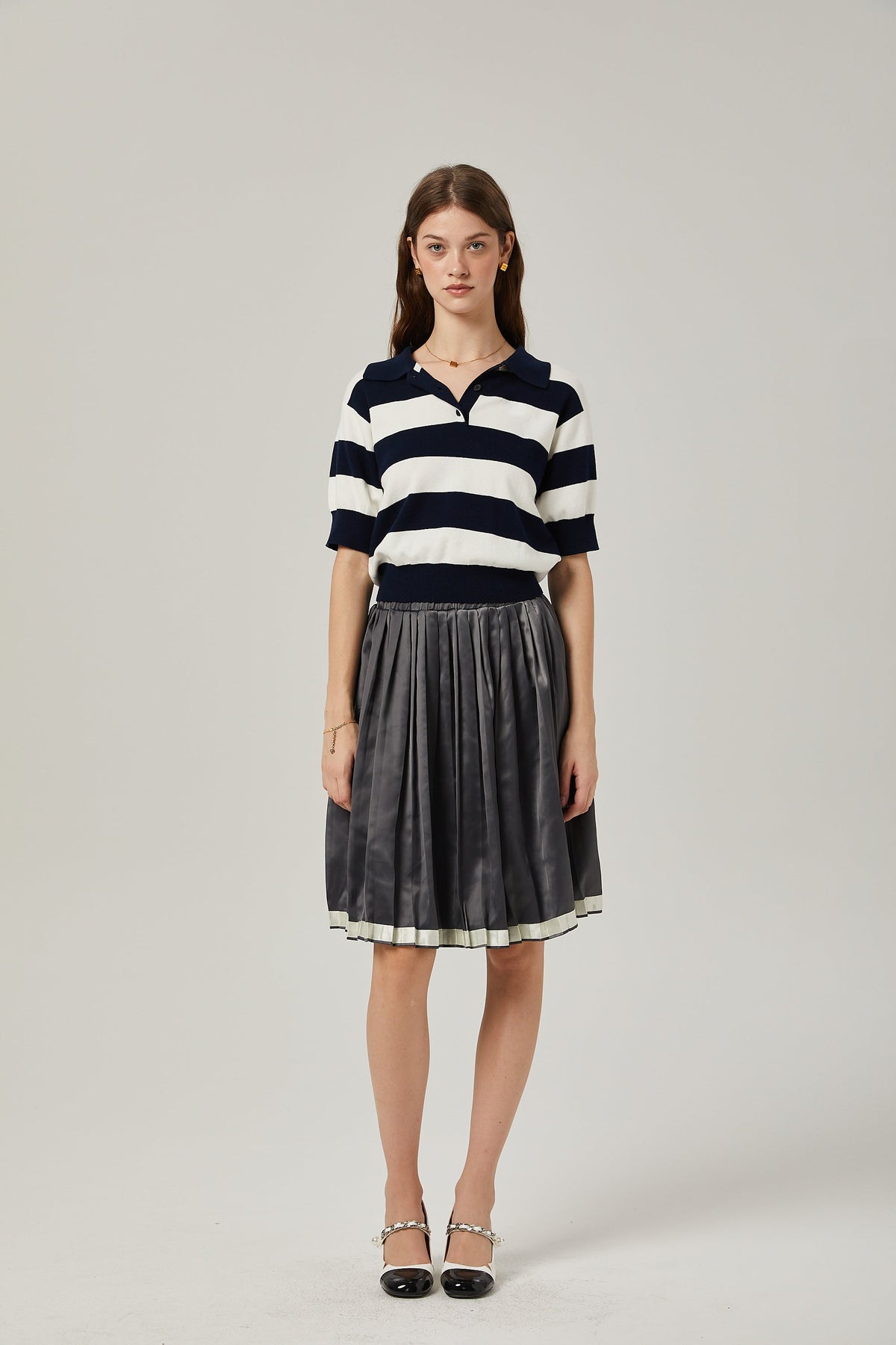 Rosalie color-blocked pleated skirt