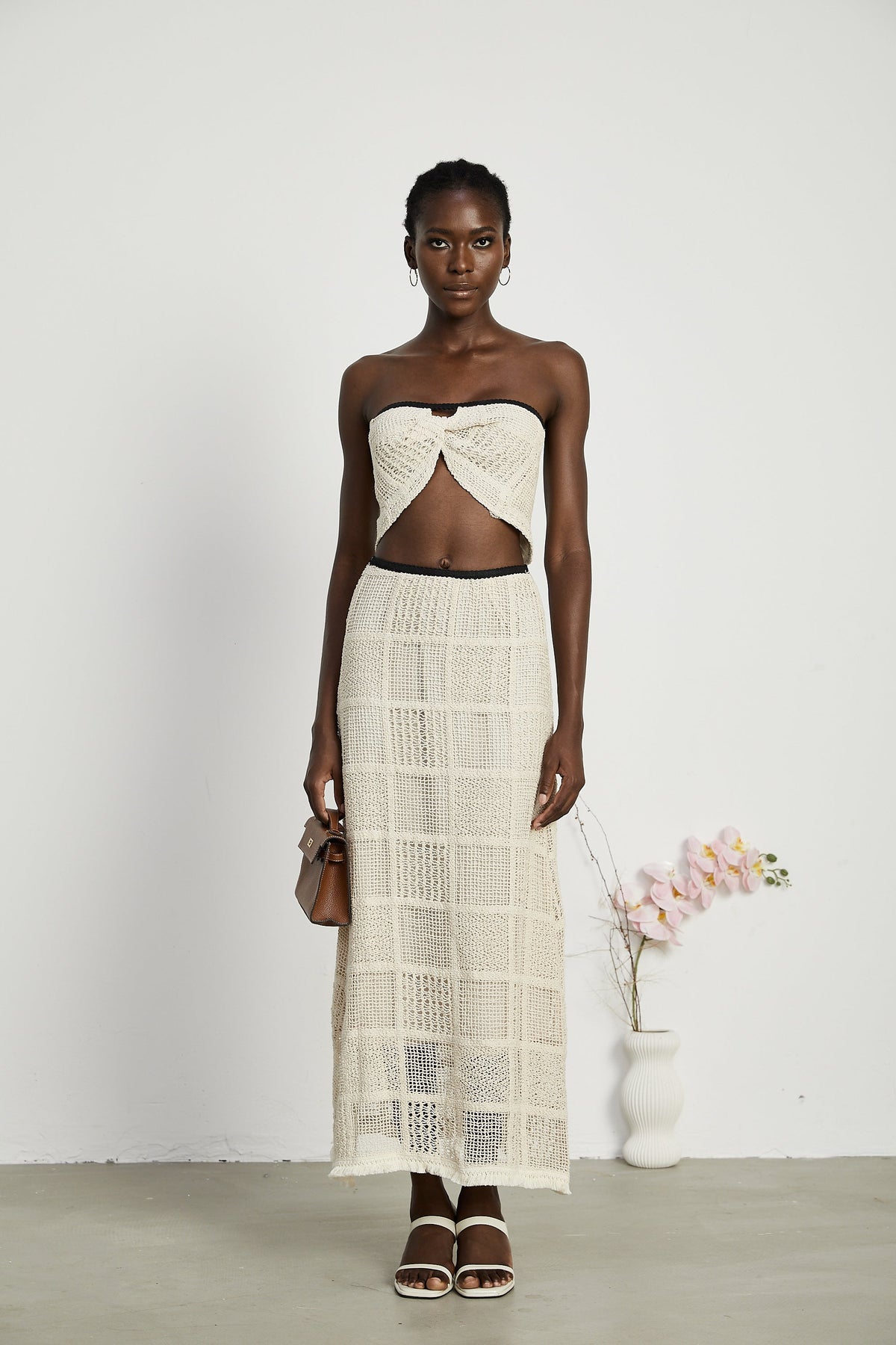 Yvette stretch knitted top & skirt matching set