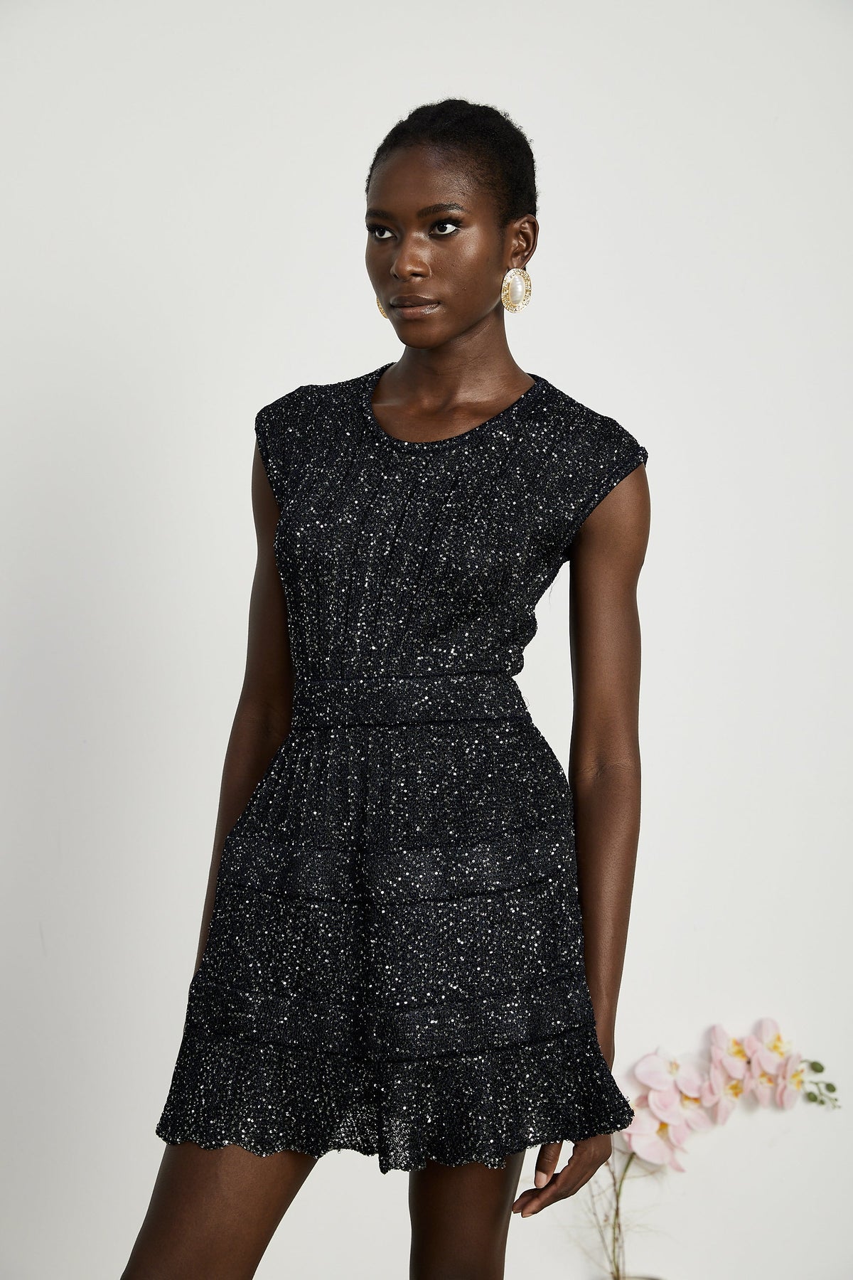 Cordelia sequin-embellished tiered mini dress