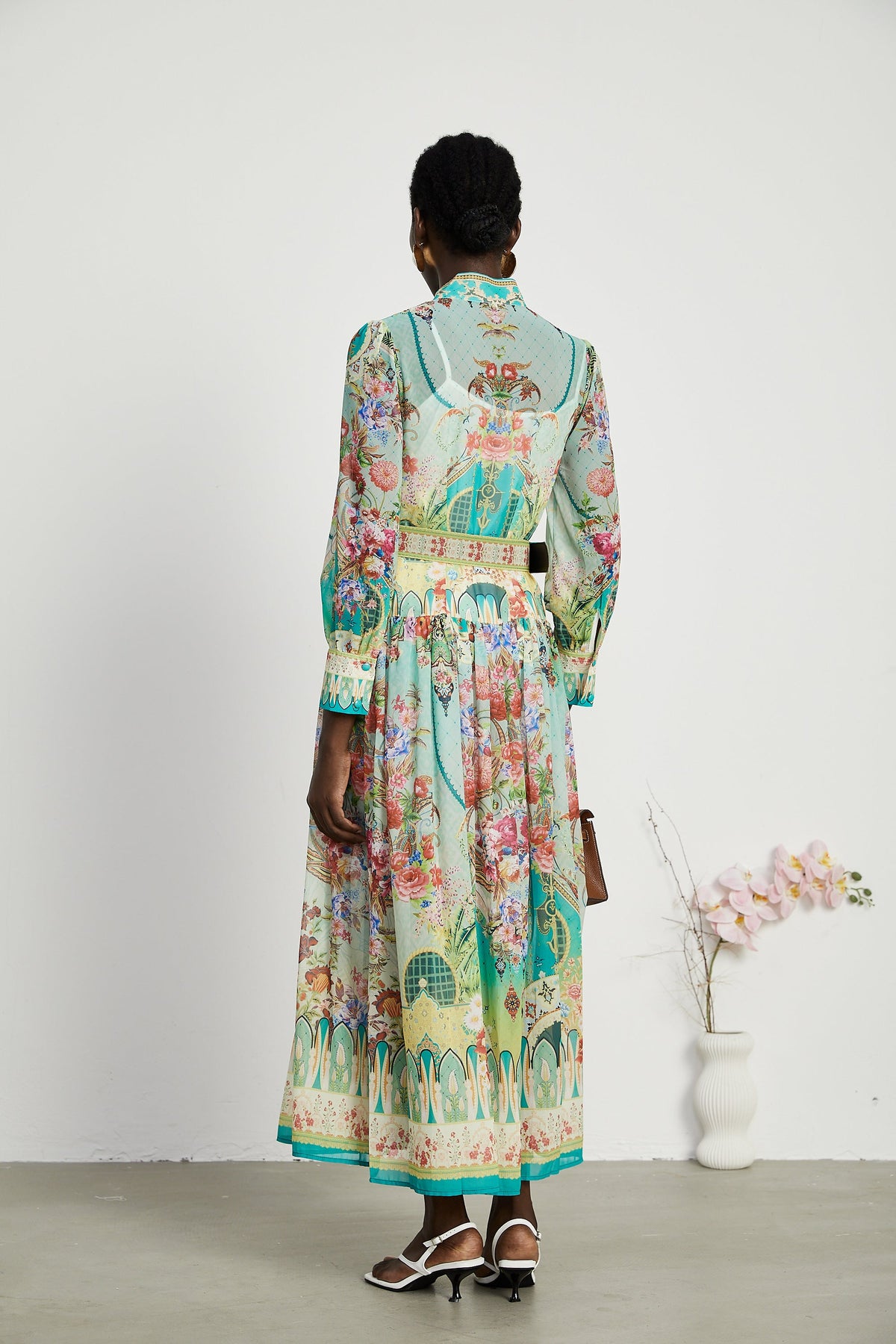 Juliette floral-print flounce-hem midi dress (Final Sale-US Only)