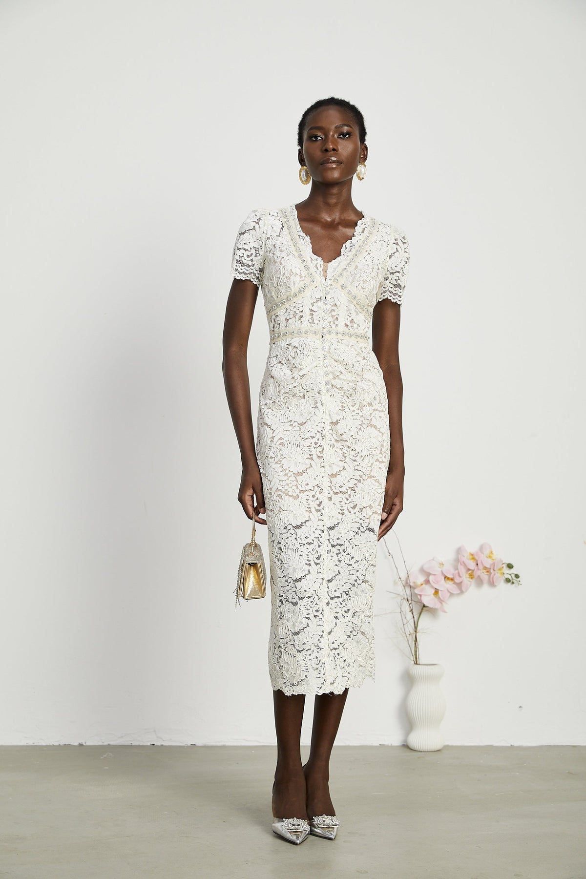 Kalena embellished lace midi dress (Final Sale-US Only)