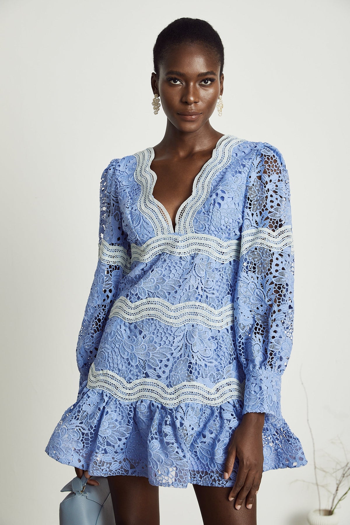 Gaëlle V-neck floral embroidered mini dress