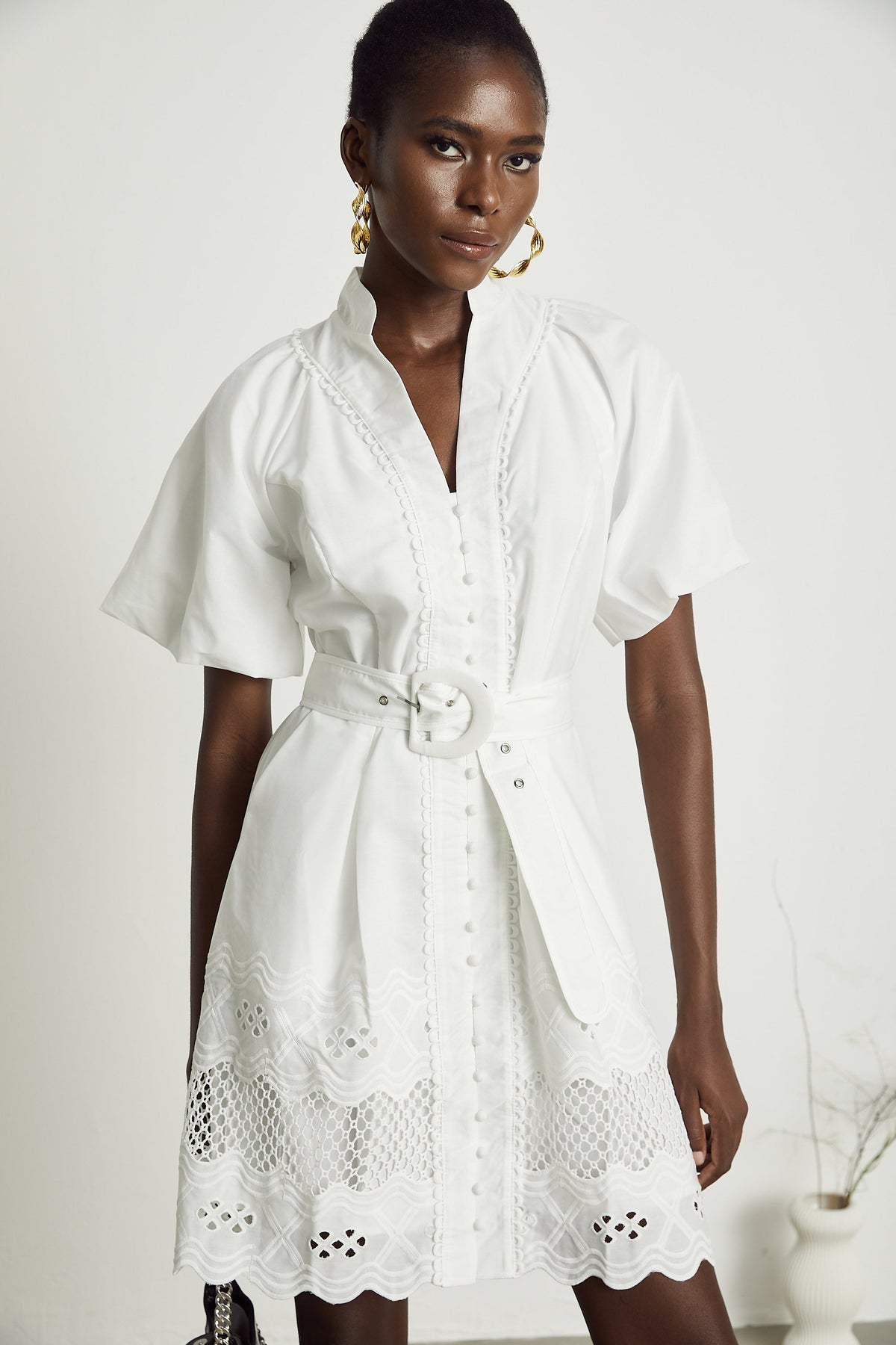 Raphaëlle cut-out lace-trim mini dress