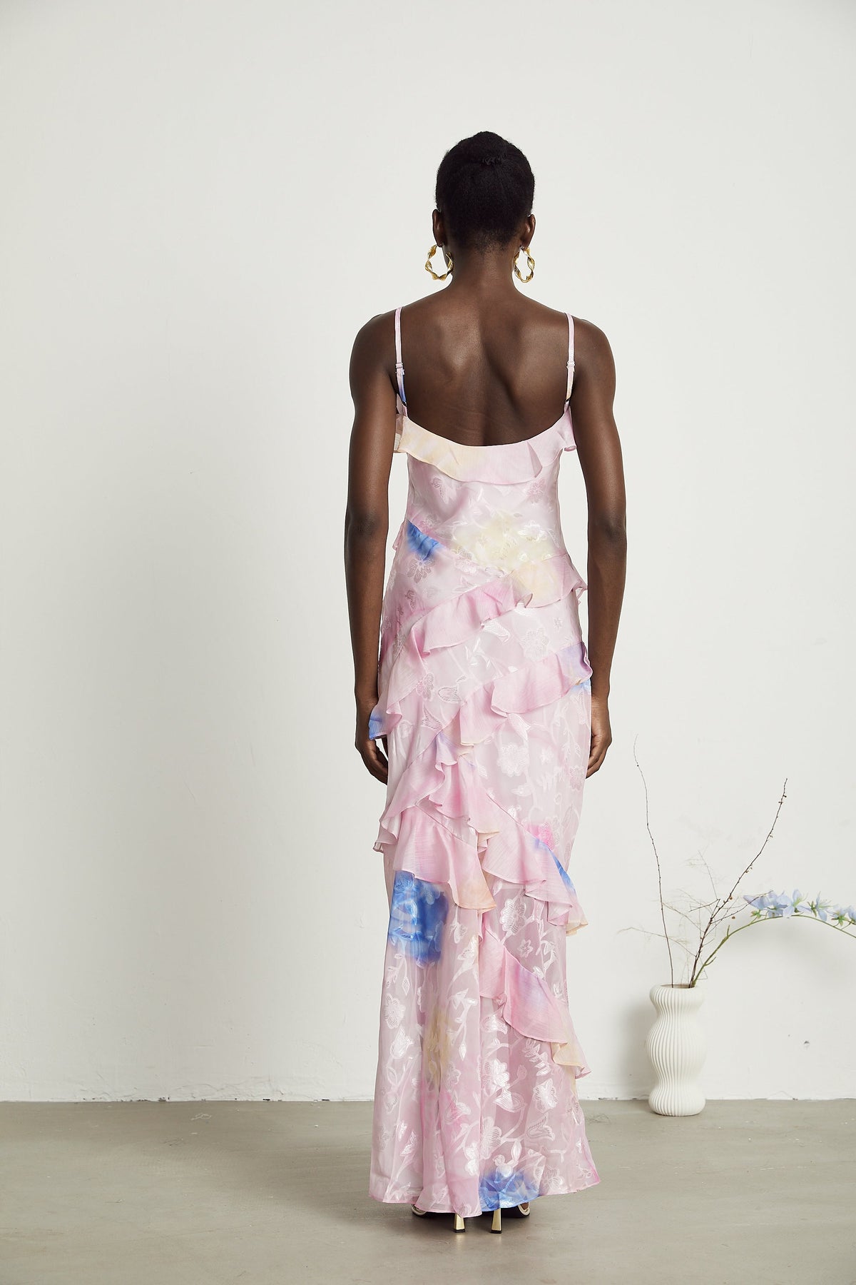 Lorenza floral jacquard ruffled maxi dress