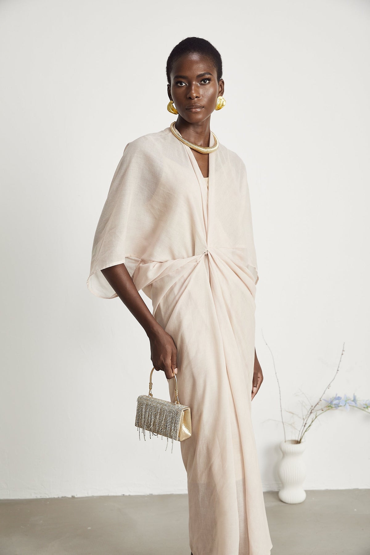 Solène semi-sheer V-neck midi dress (Final Sale-US Only)