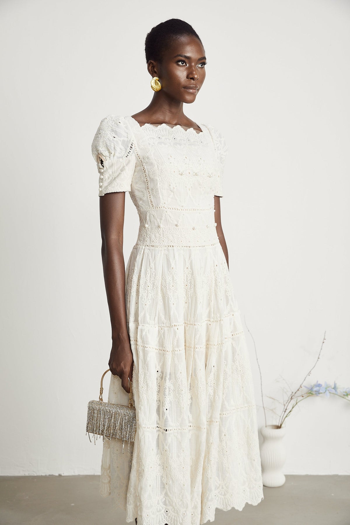 Anaïs faux-pearl embellished cut-out midi dress(Final Sale-US Only)