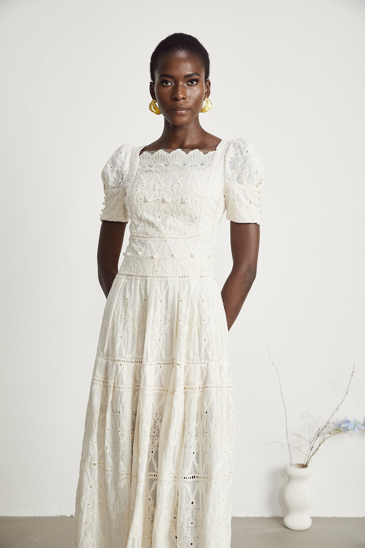 Anaïs faux-pearl embellished cut-out midi dress (Final Sale-US Only)