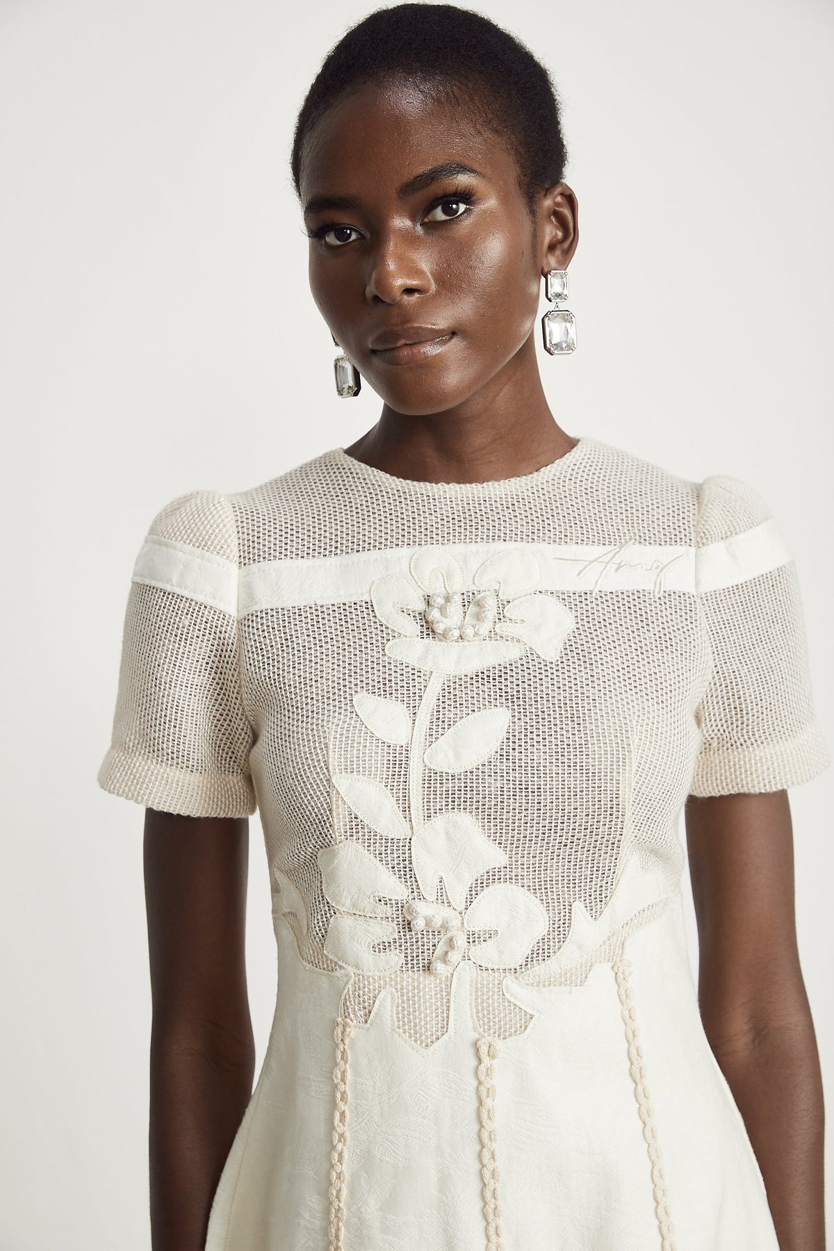 Diane floral embroidered openwork midi dress (Final Sale-US Only)