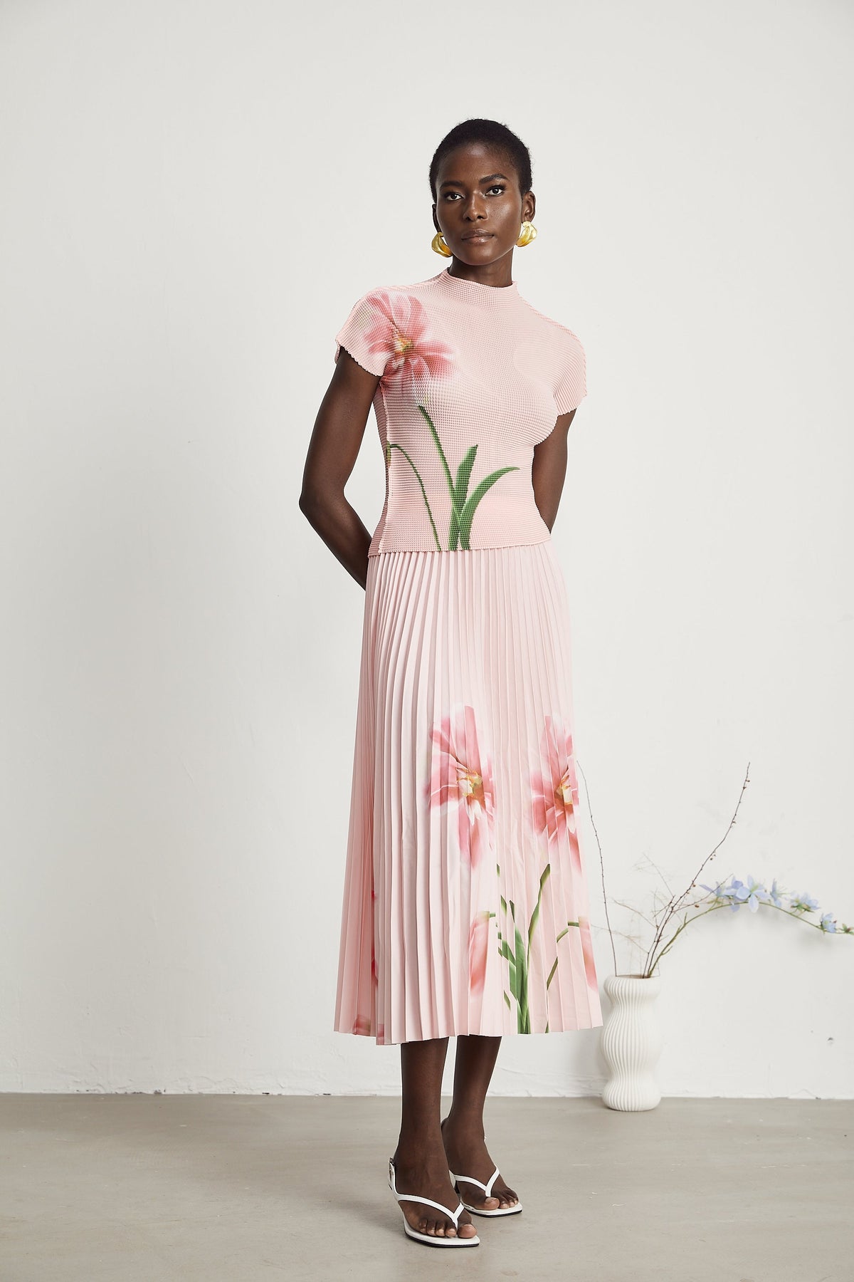 Justine floral-print stretch top & skirt matching set (Final Sale-US Only)
