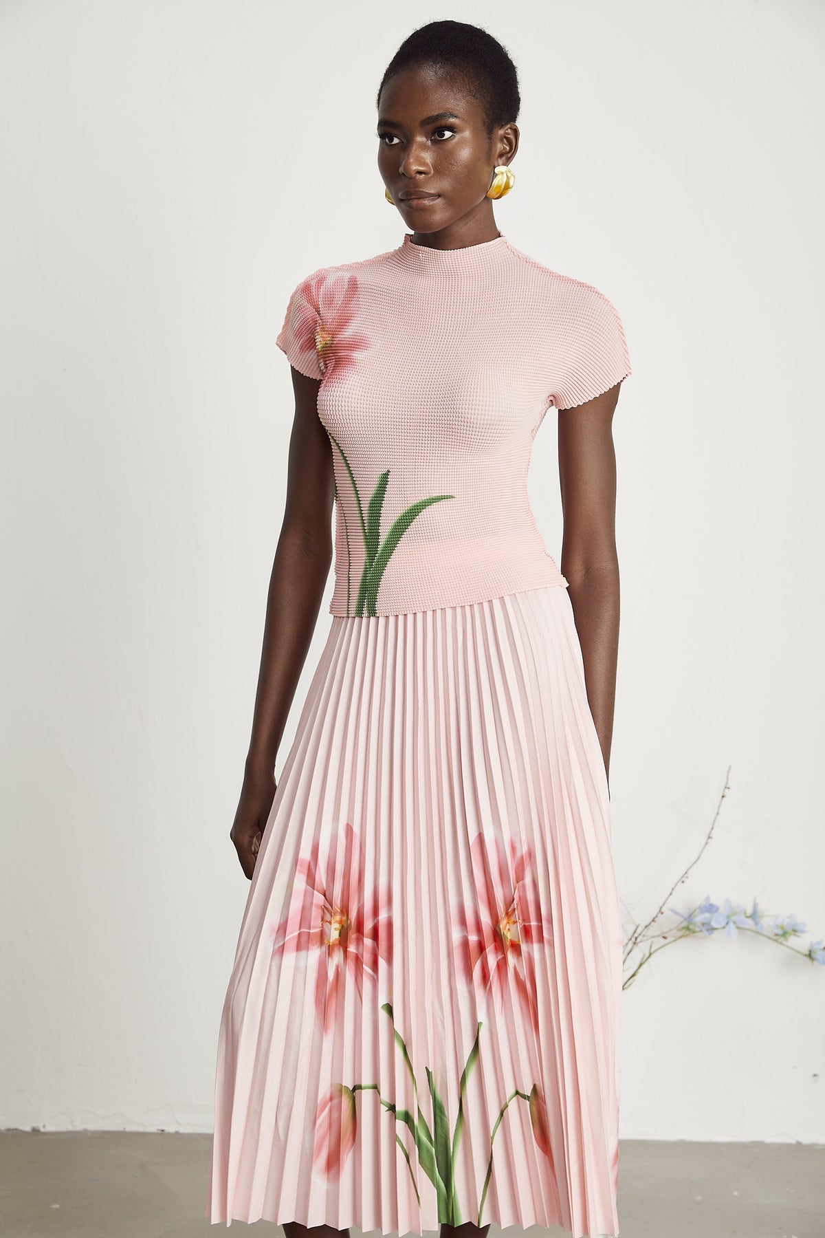 Justine floral-print stretch top & skirt matching set (Final Sale-US Only)