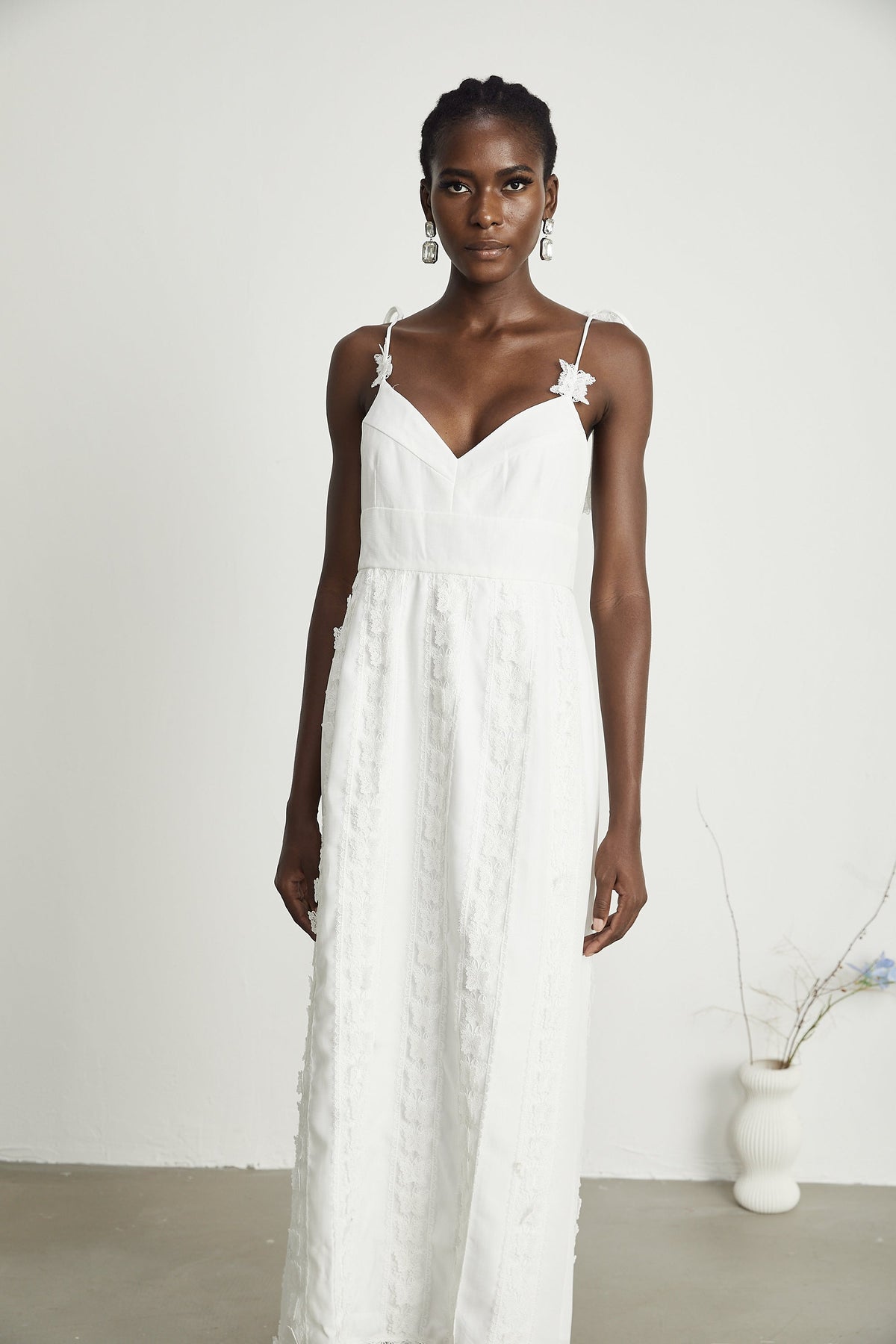 Renée lace-butterfly embroidered midi dress