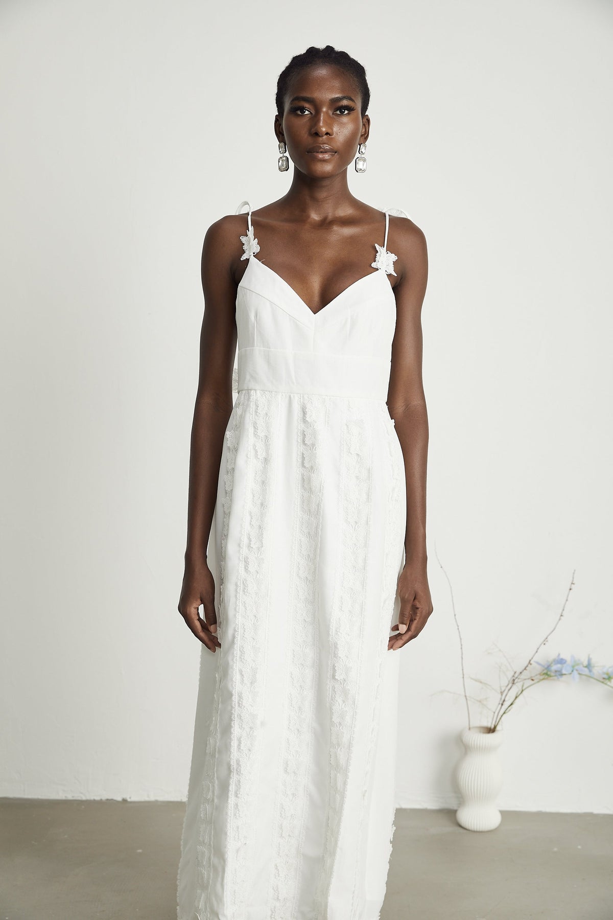 Renée lace-butterfly embroidered midi dress