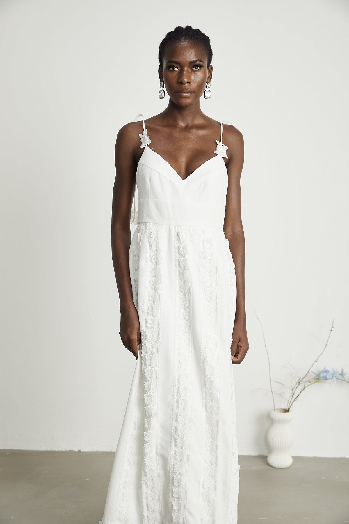 Renée lace-butterfly embroidered midi dress