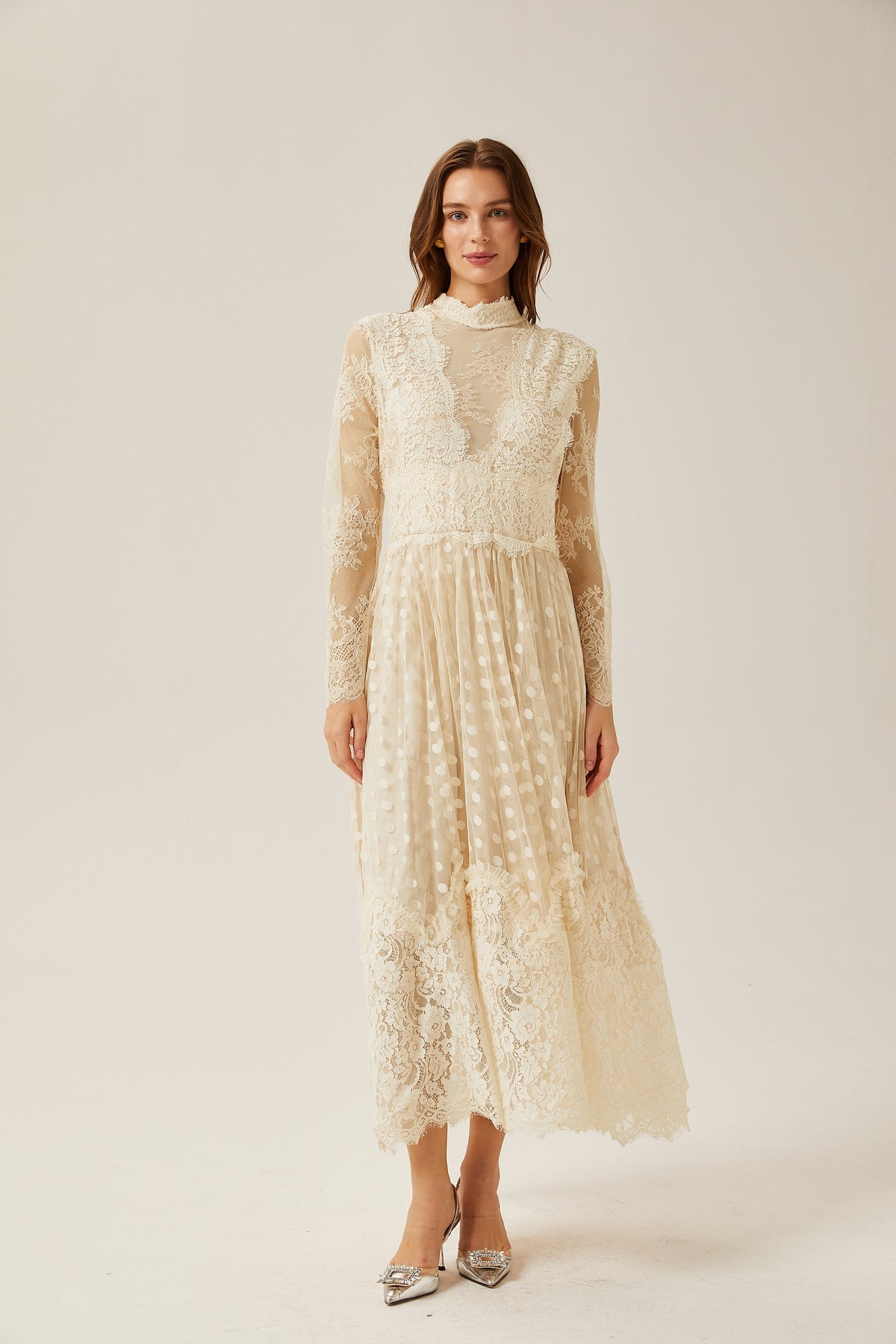 Éliane polka-dot lace-embroidered midi dress (Final Sale-US Only)
