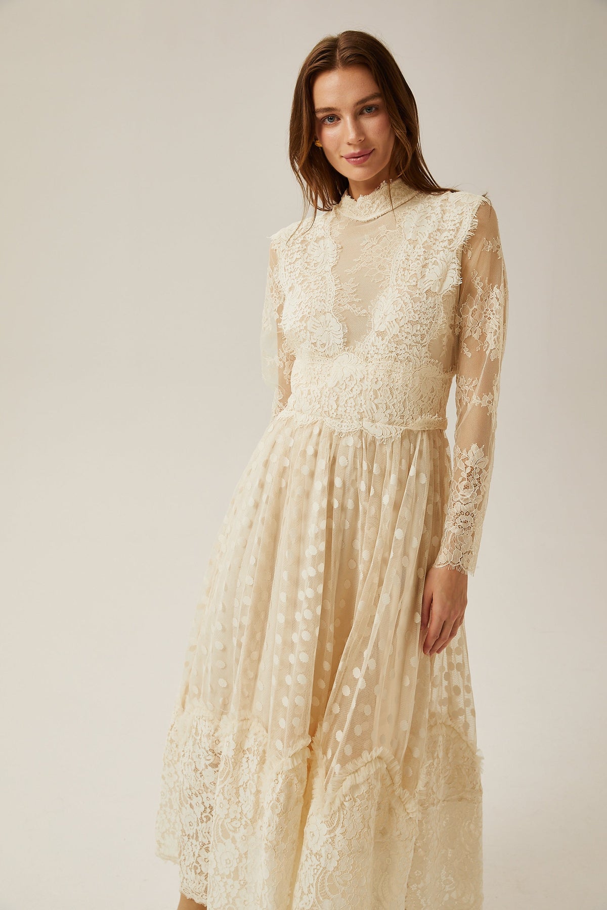 Éliane polka-dot lace-embroidered midi dress (Final Sale-US Only)