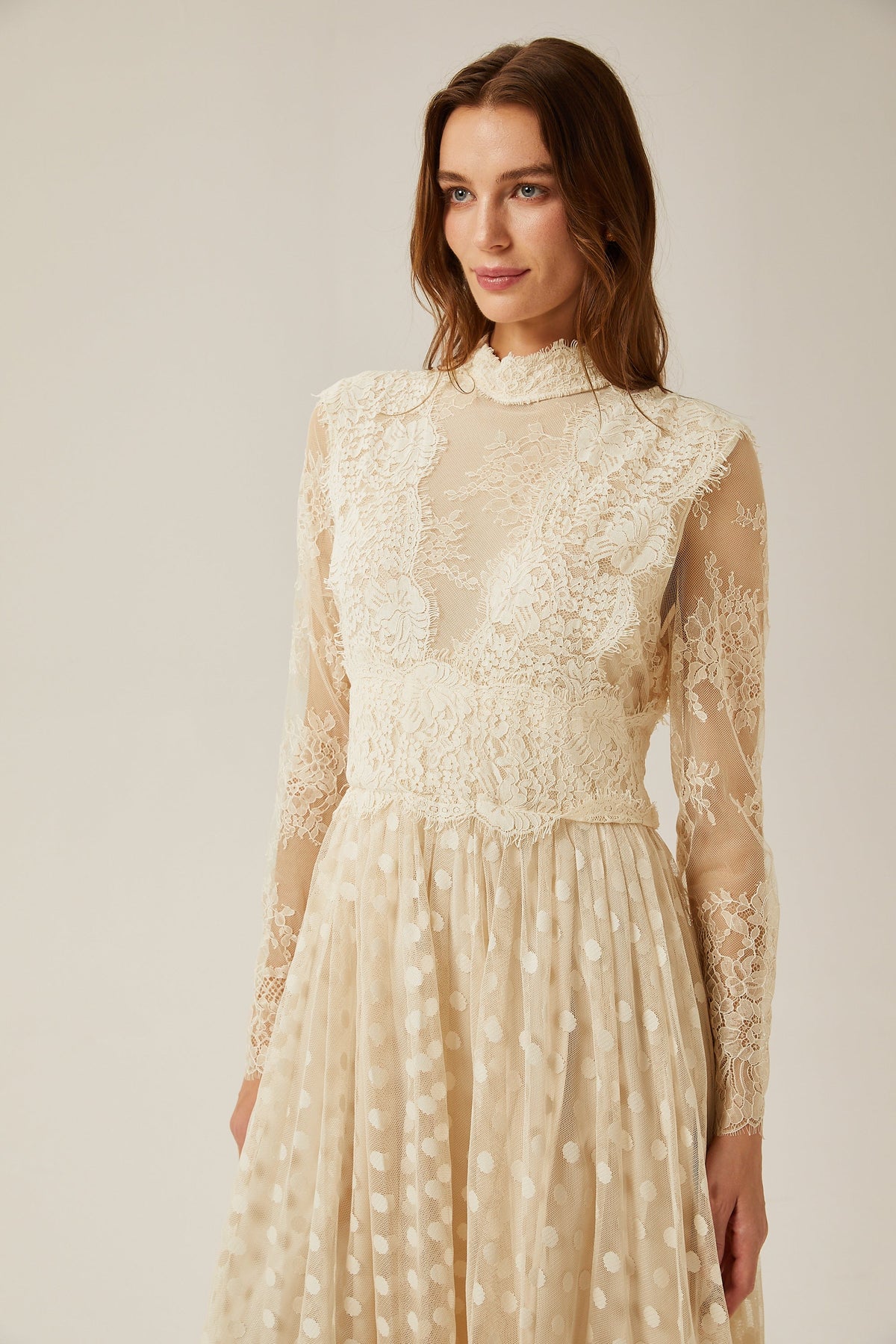 Éliane polka-dot lace-embroidered midi dress (Final Sale-US Only)