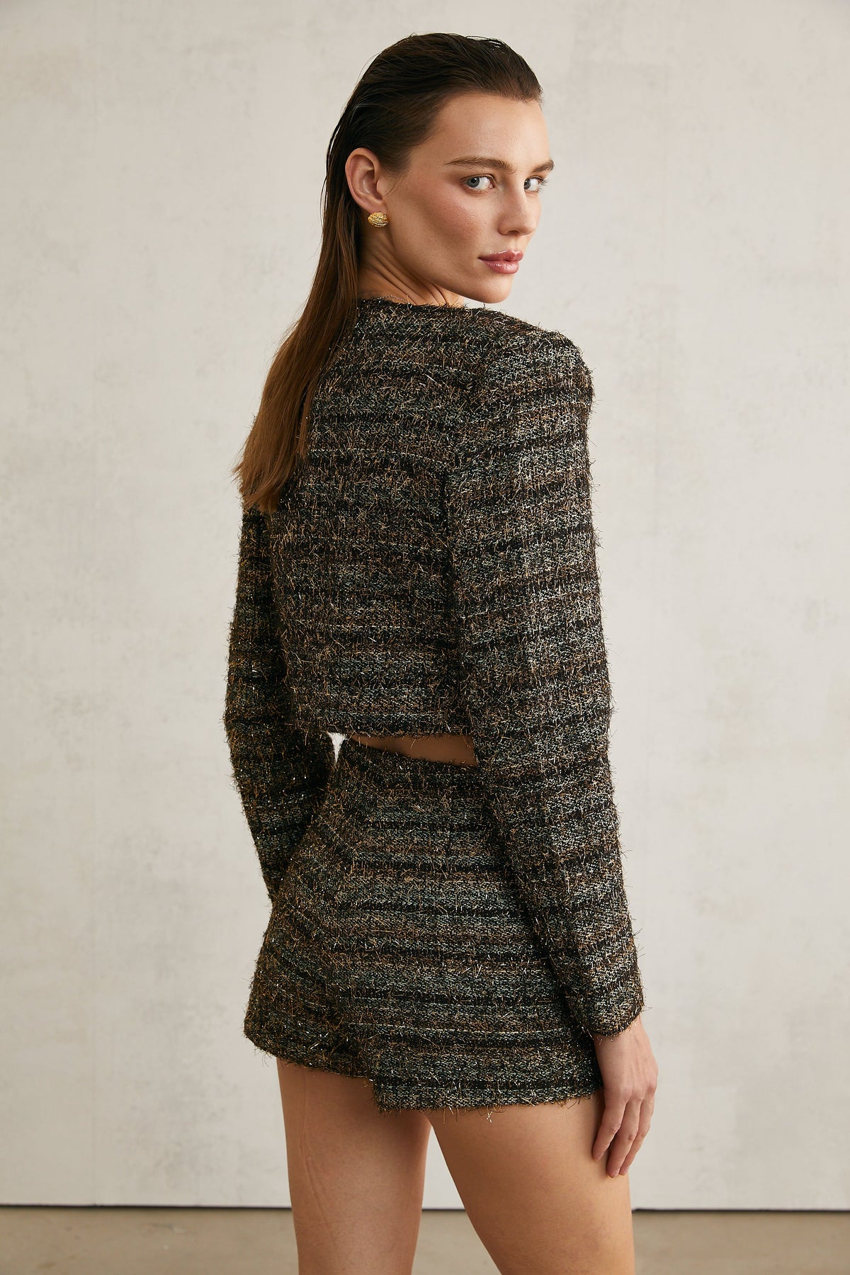 Éloïse tweed metallic-threading shorts (Final Sale-US Only)