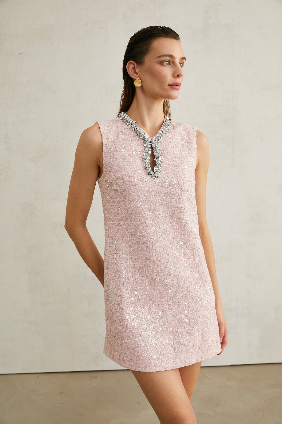 Arantxa pink sequinned tweed mini dress (Final Sale-US Only)