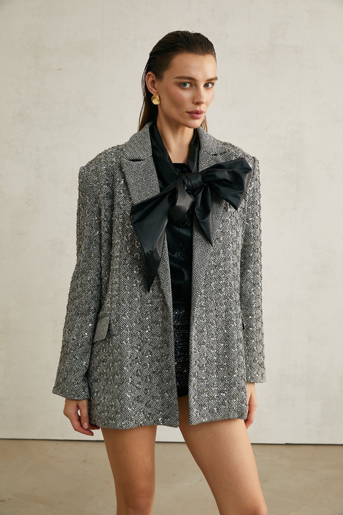 Solène herringbone-print blazer