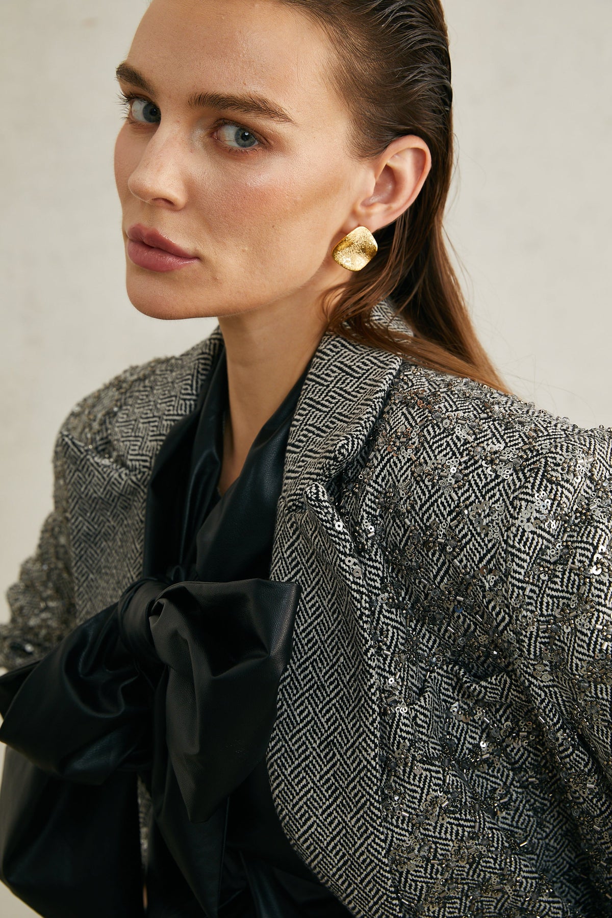 Solène herringbone-print blazer