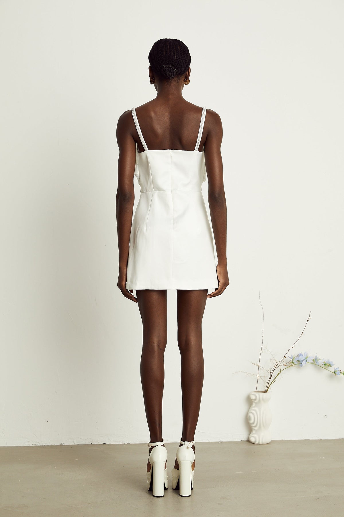 Anastasia white crystal-embellished mini dress