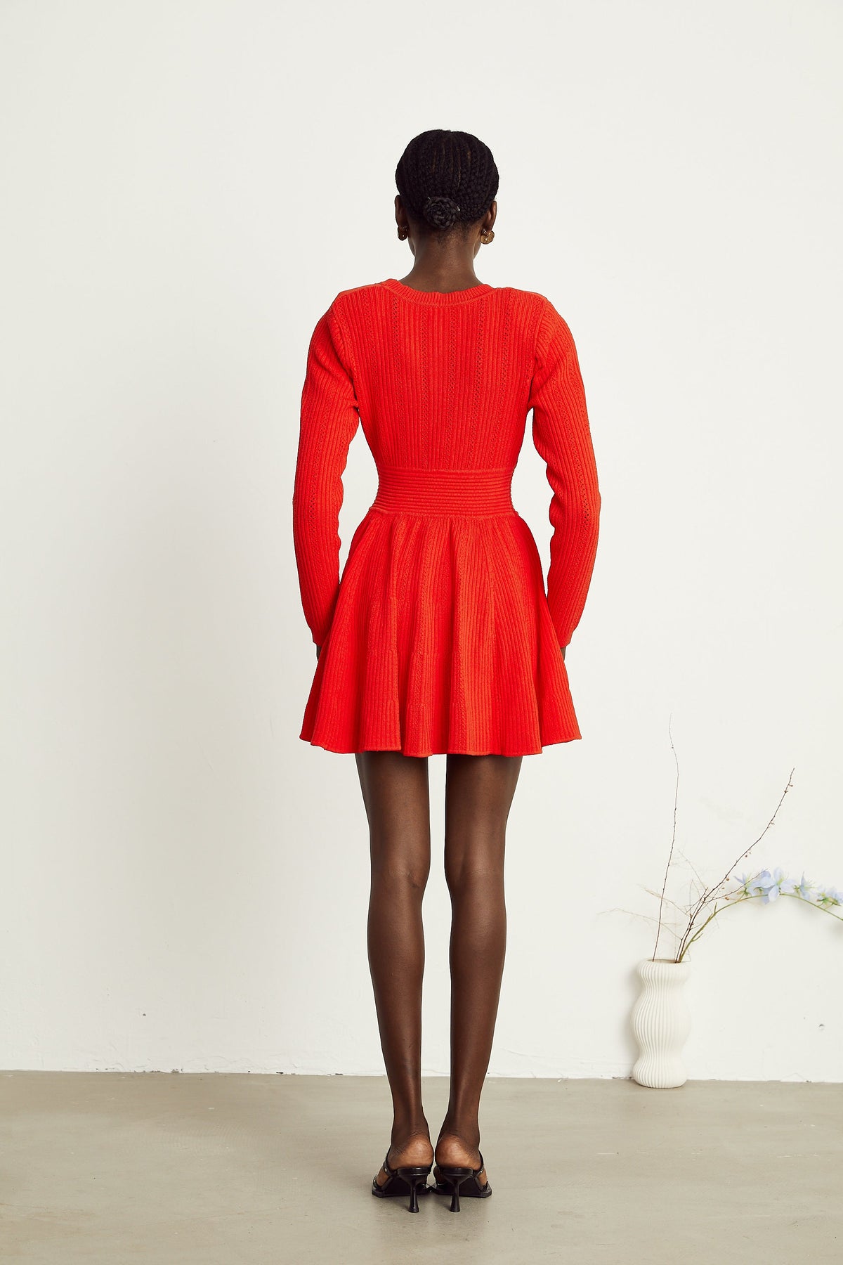 Coralie red V-neck flared mini dress (Final Sale-US Only)