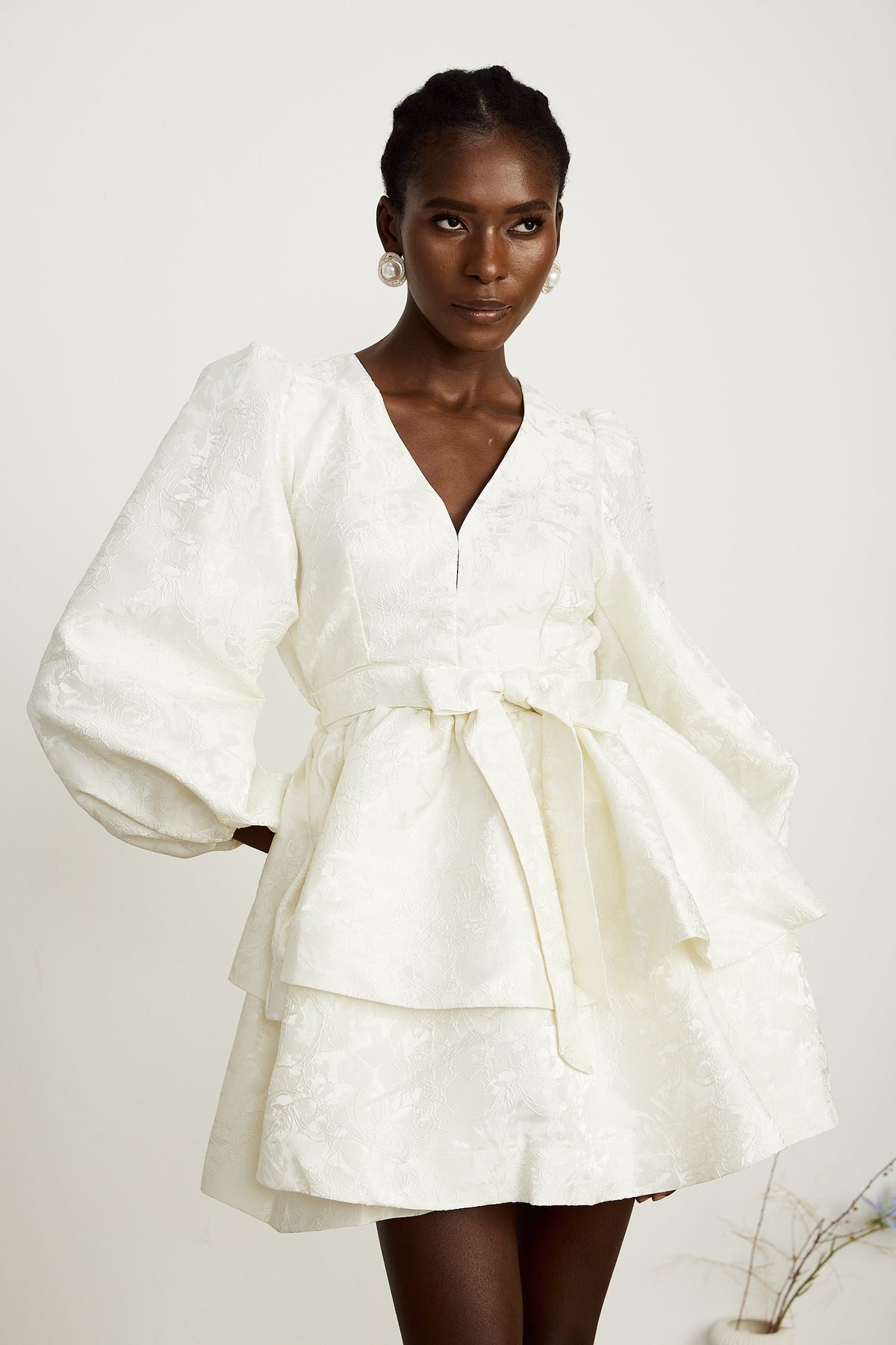 Colette white jacquard tiered mini dress (Final Sale-US Only)