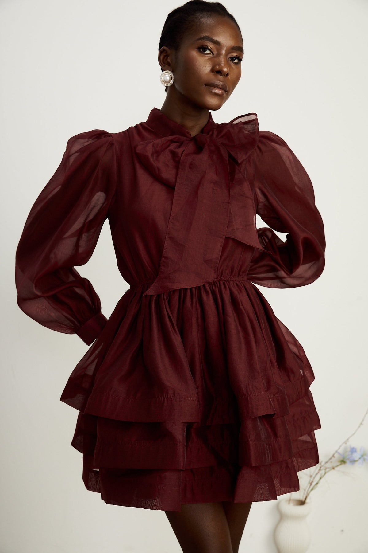 Élodie tiered flared mini dress in Red (Final Sale-US Only)