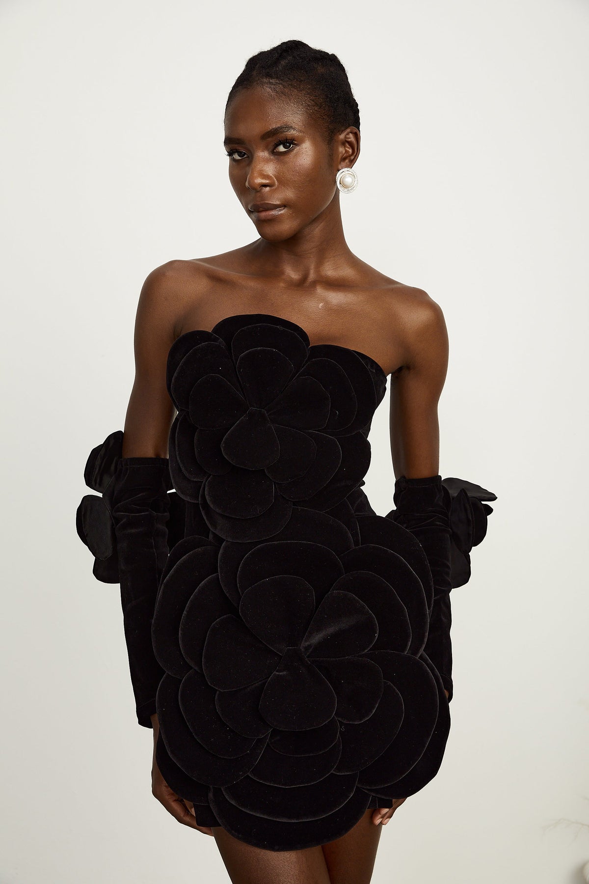 Azura floral-appliqué mini dress in Black (Final Sale-US Only)