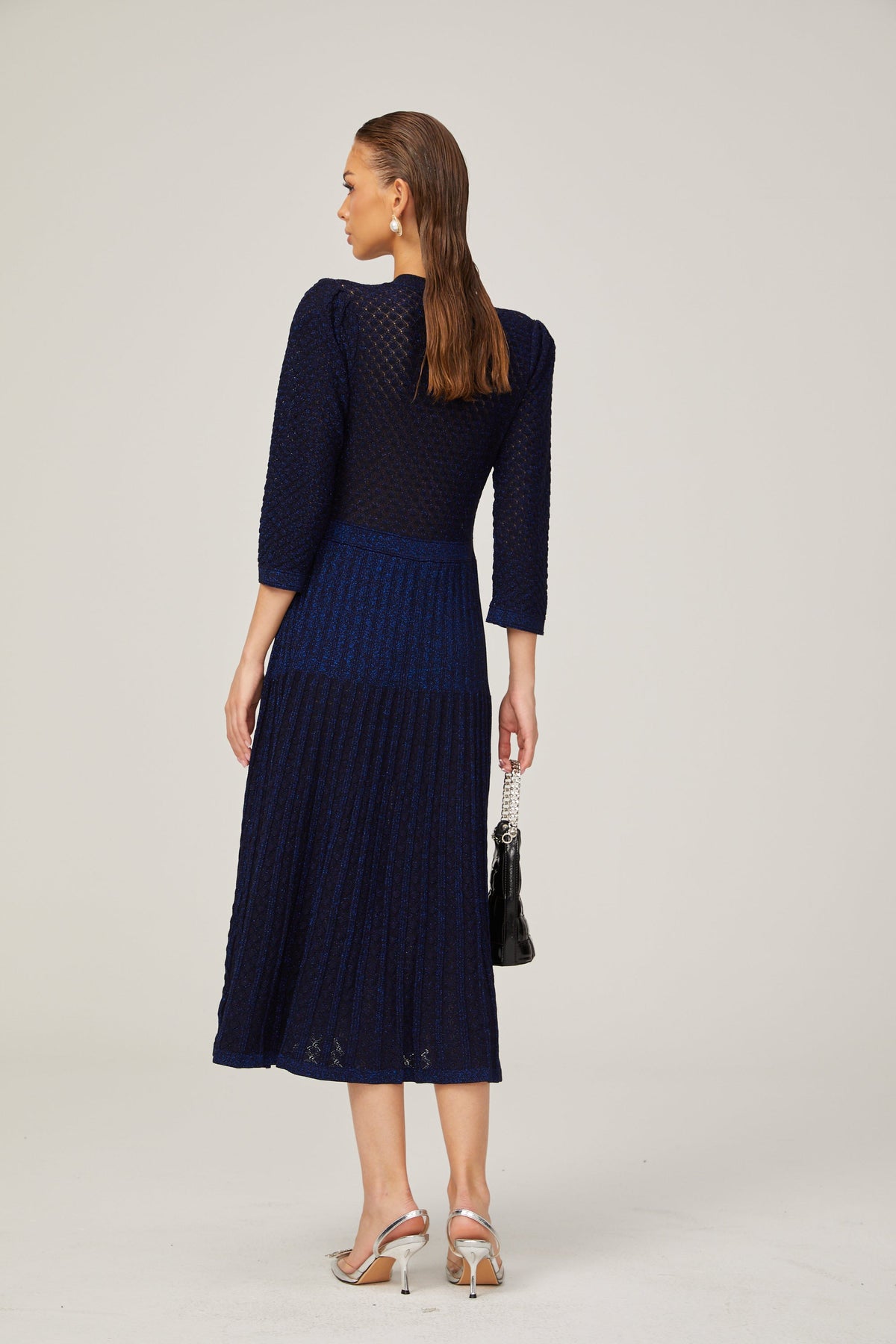 Élodie knitted long-sleeve midi dress in Blue (Final Sale-US Only)