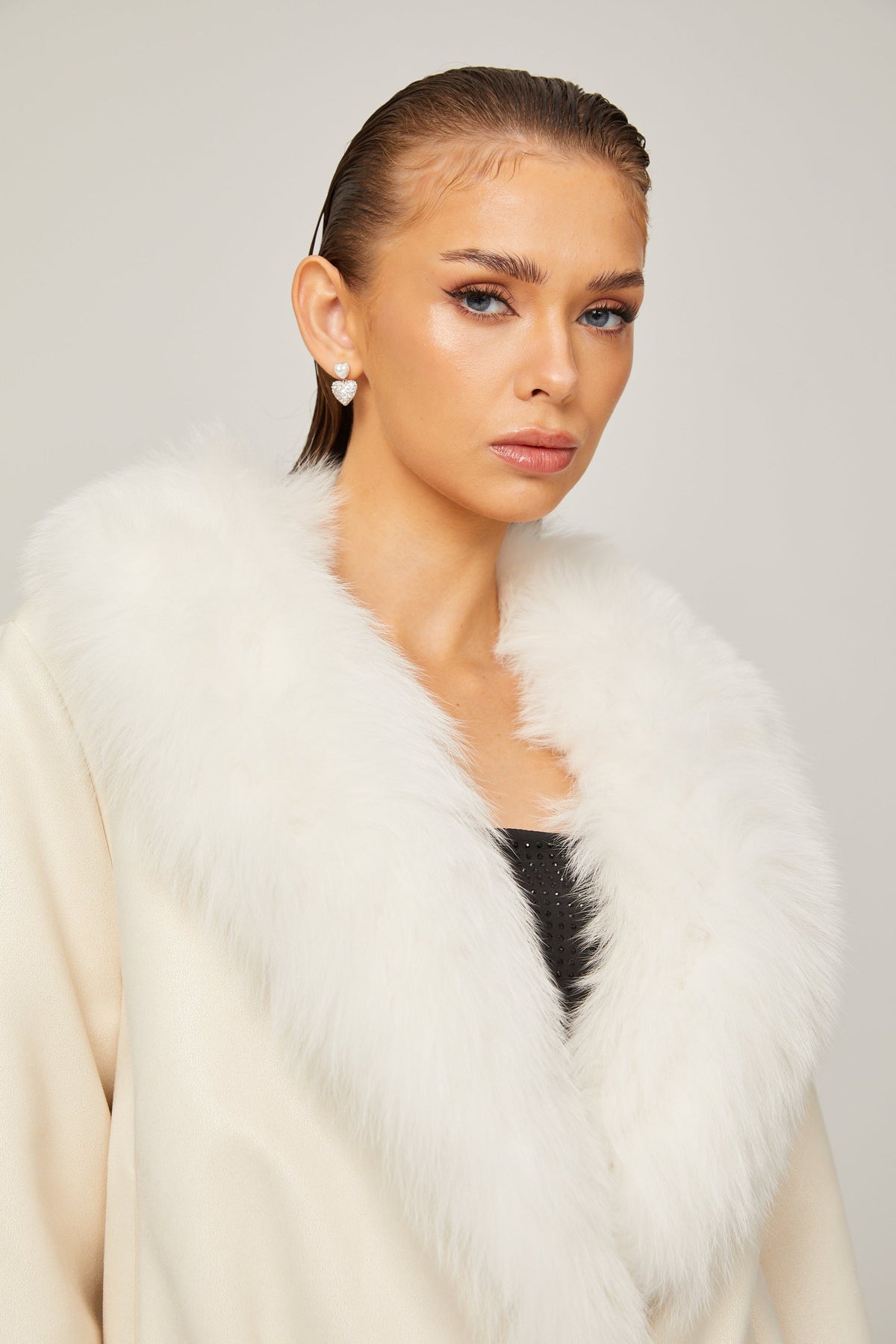 Évangéline white suede fur jacket
