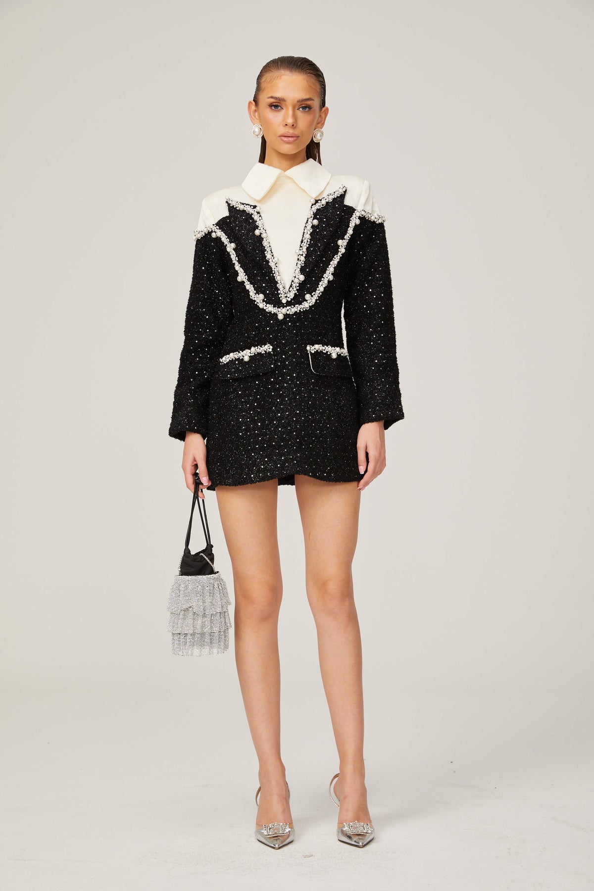 Éléonore faux-pearl tweed mini dress (Final Sale)