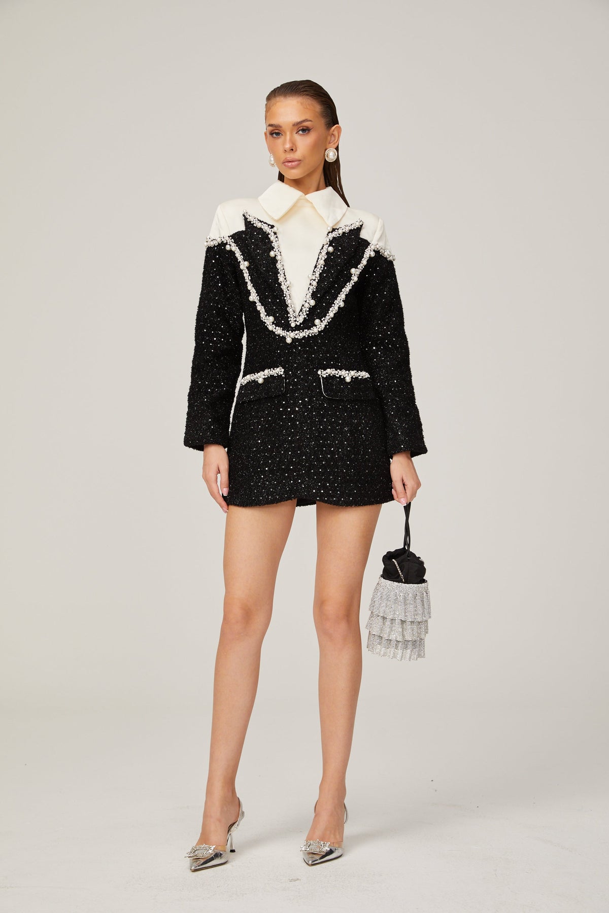 Éléonore faux-pearl tweed mini dress (Final Sale)